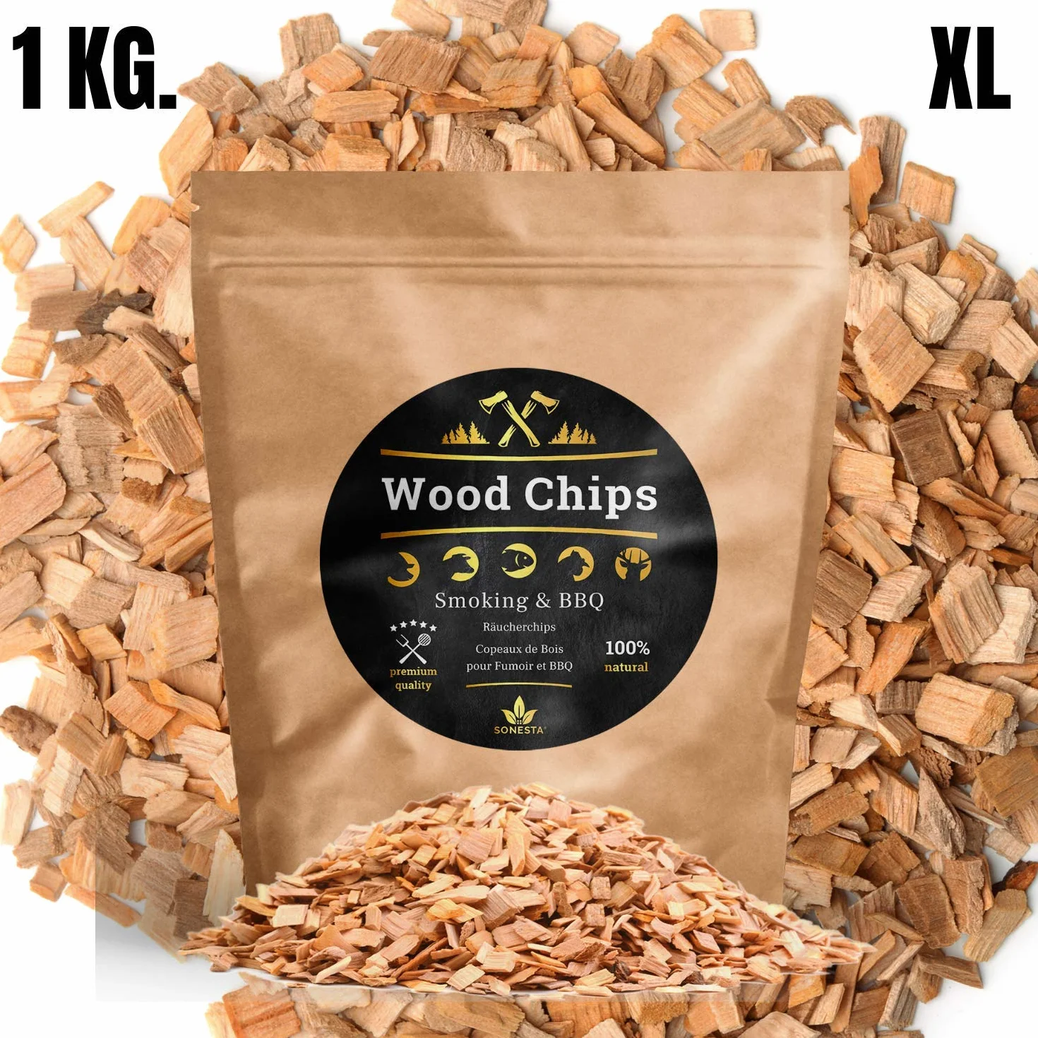 Czereśnia - 1 KG Zrębki do wędzenia i grilla | 100% Naturalne Drewno z Polskich Lasów | Idealny do grillowania Landmann, Weber, Barbecook i innych | SZLACHETNY I MIĘKKI DYM | XL