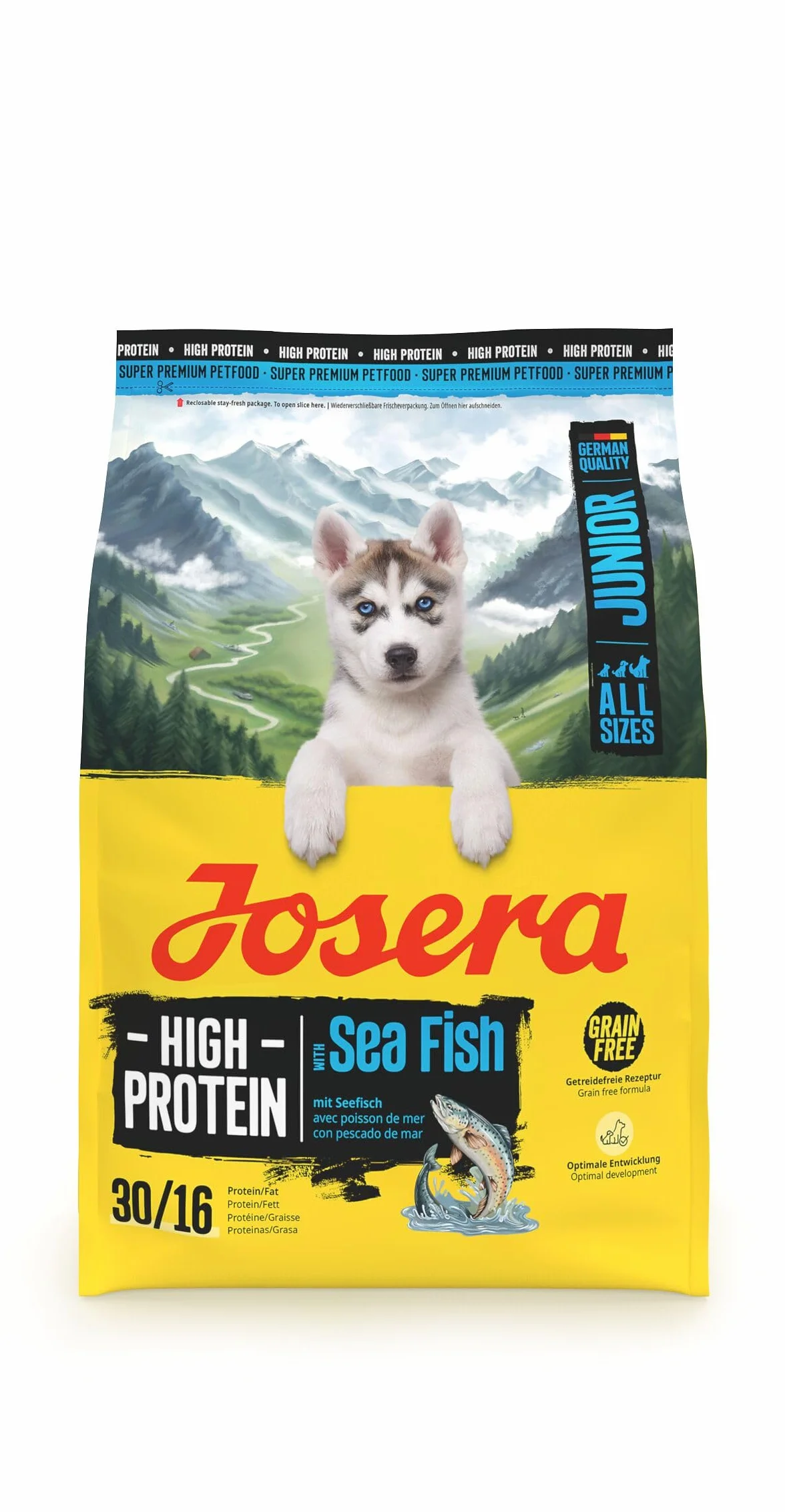JOSERA Junior High Protein ryby morskie sucha karma dla psów 3 kg bez zboża, łosoś i słodkie ziemniaki
