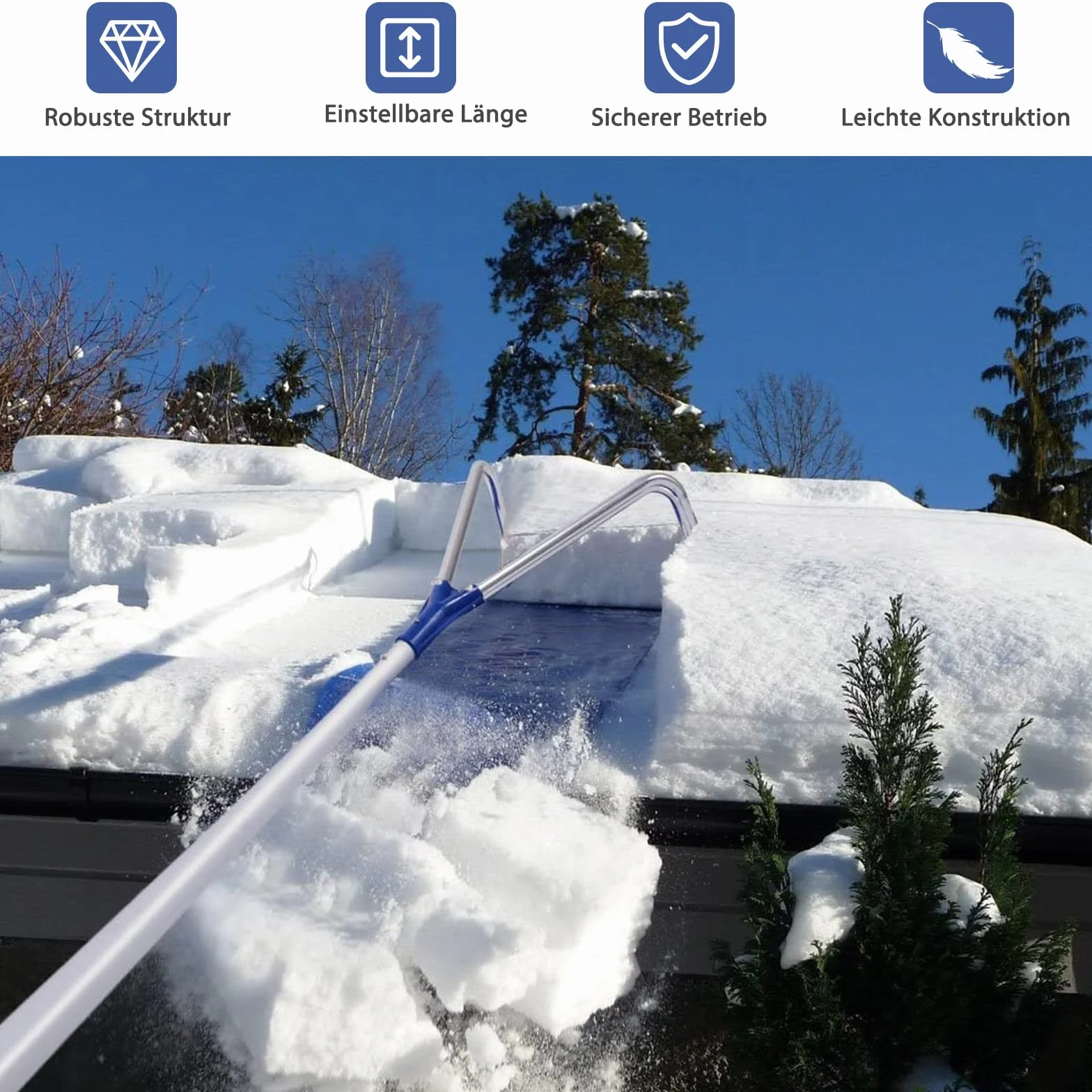GOPLUS Grabie dachowe, 661 cm, z wysuwanymi rurami aluminiowymi, zjeżdżalnia z tkaniny Oxford i antypoślizgowym uchwytem, grabie dachowe, do usuwania śniegu i mokrych liści, PQ4169DE