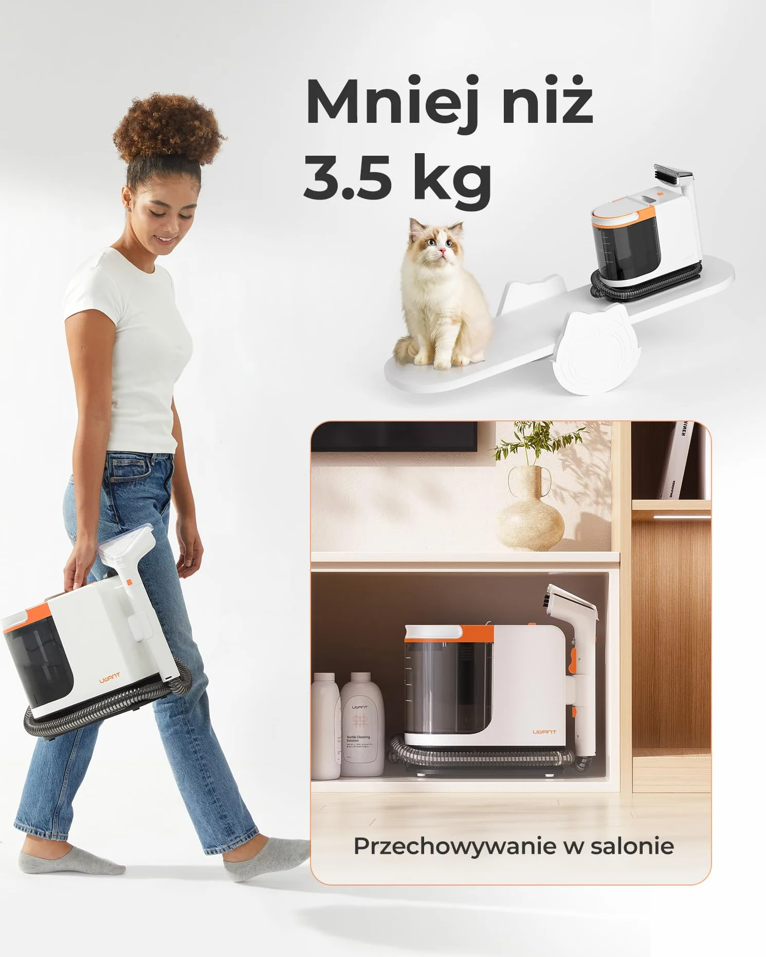 Uwant B200 SE, urządzenie do czyszczenia tapicerki, odkurzacz do dywanów, Nadaje się do czyszczenia sof, dywanów i materacy, 12000 Pa, 69 dB
