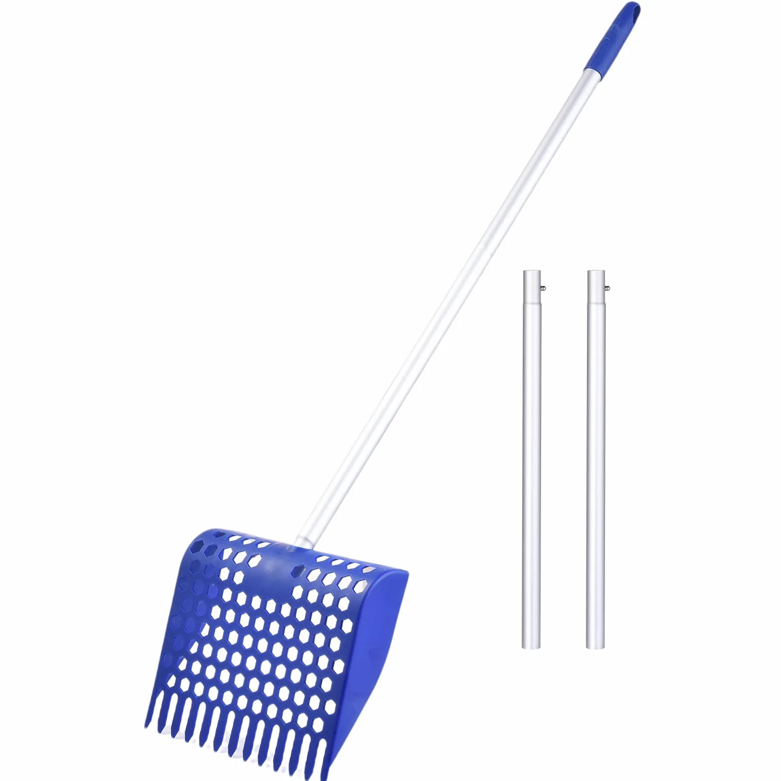 Poultry Sand Scoop, Chicken Coop Cleaning Shovel for Droppings and Bedding, Aluminum Mesh Tool with Ergonomic Detachable Handle, Lightweight Barn, Accessory for Ducks Rabbits Goats and Small Pets