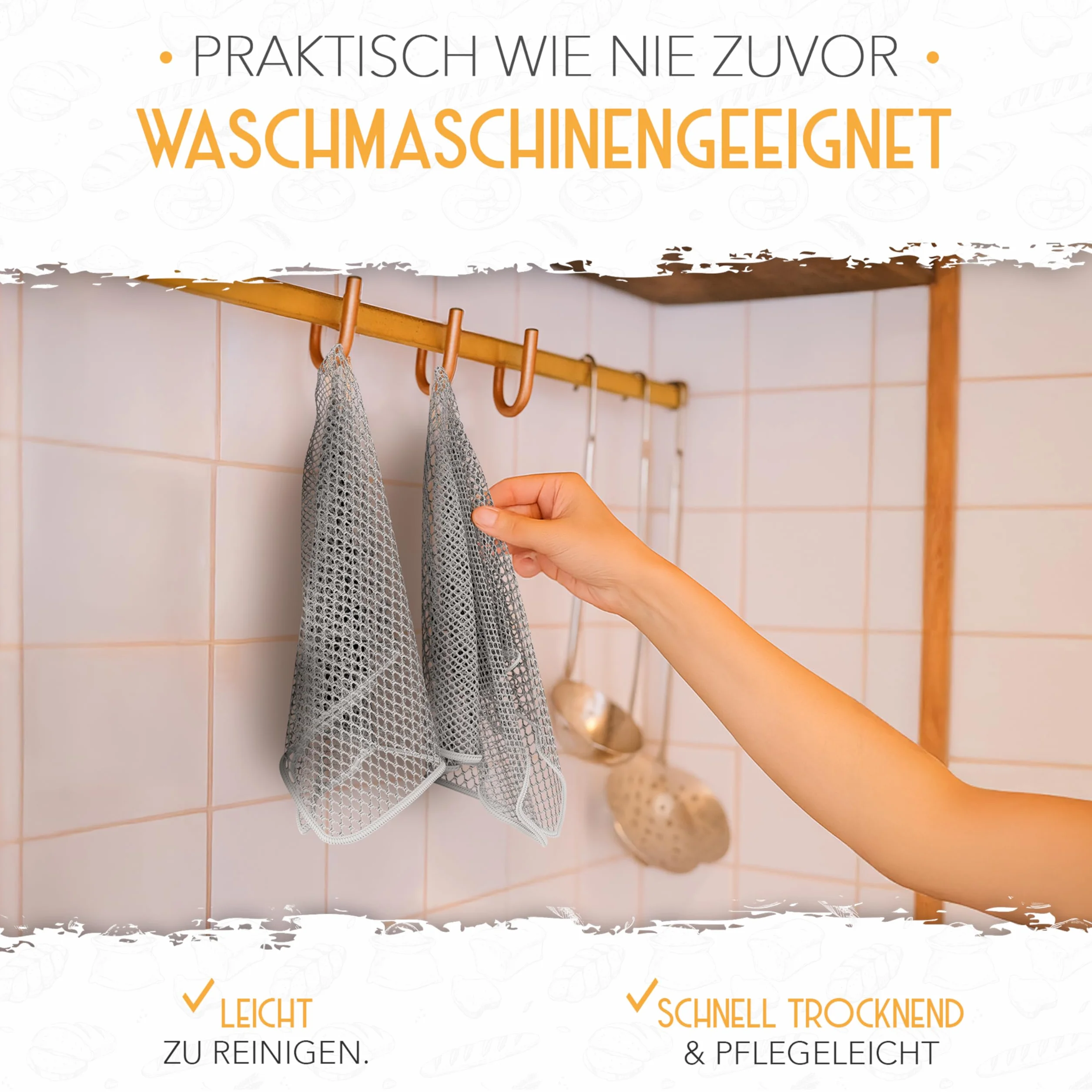 KRUSTENZAUBER Zestaw 2 ściereczek do czyszczenia ciasto do uporczywych pozostałości podczas pieczenia chleba