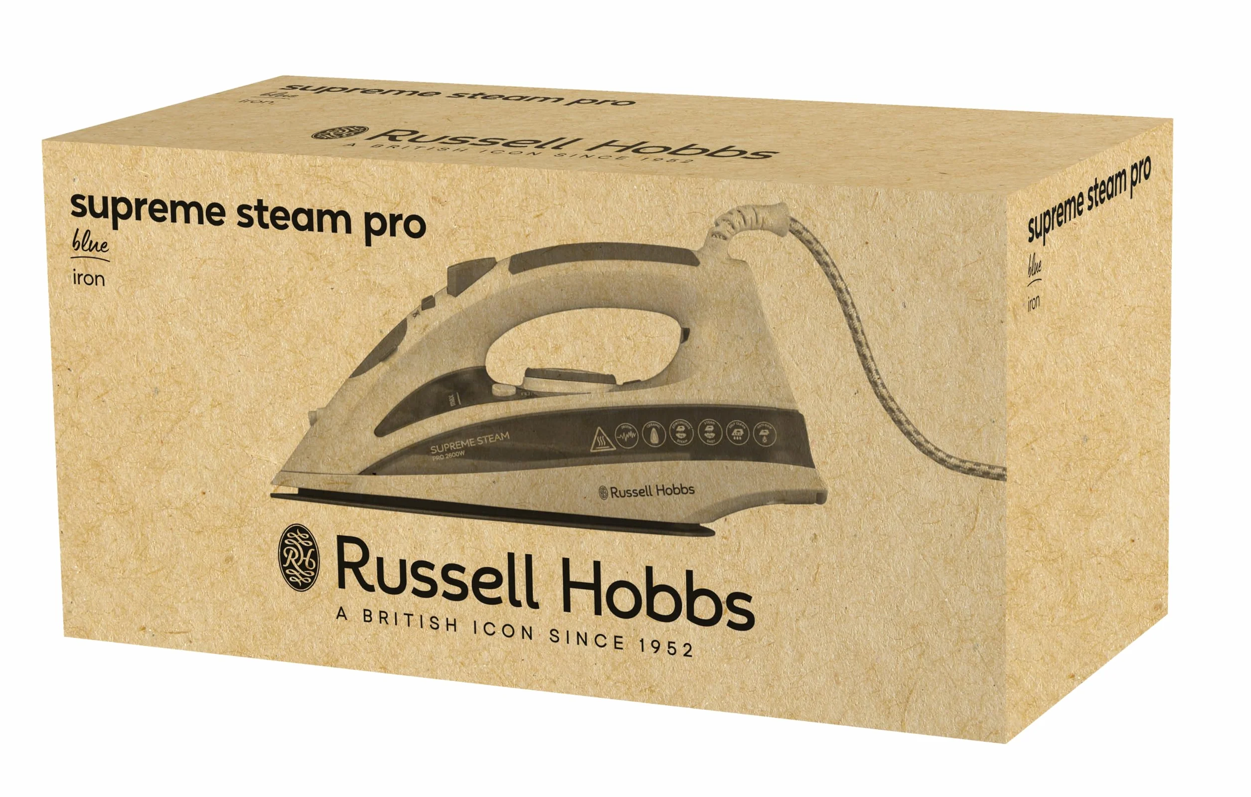 Russell Hobbs żelazko parowe 2600W, uderzenie pary 210g, strumień pary 70 g/min, Steamglide Pro (zbiornik na wodę 300ml, ceramiczna stopa, funkcja samoczyszczenia, blokada kapania) 20562-56