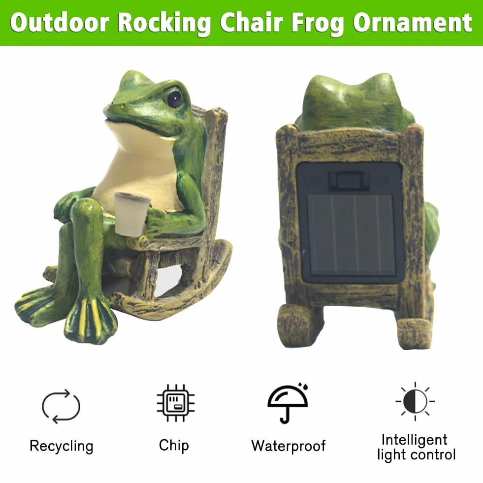 Dekoracja figurek żaby, solarna figurka zwierzęcia, ornament z lampami solarnymi, statuetka żaby, dekoracja do ogrodu, lampa solarna, akcesoria do ogrodu, na taras, dom, trawnik