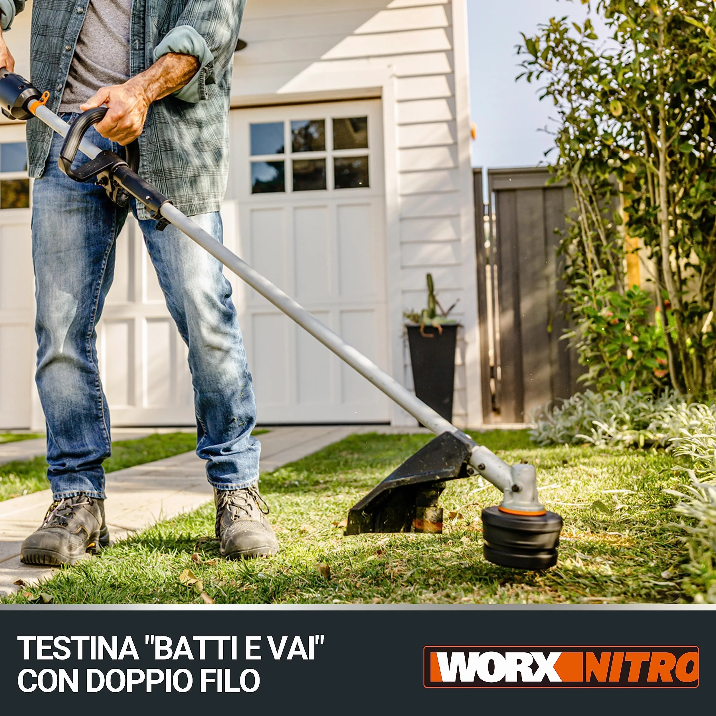 WORX Przecinarka do trawy i podkaszarka Nitro 38 cm 40 V (2x20V) | PowerShare | Silnik bezszczotkowy | WG186E.1-2 akumulatory 4Ah | Ładowarka | 2 w 1 | Podwójny gwint