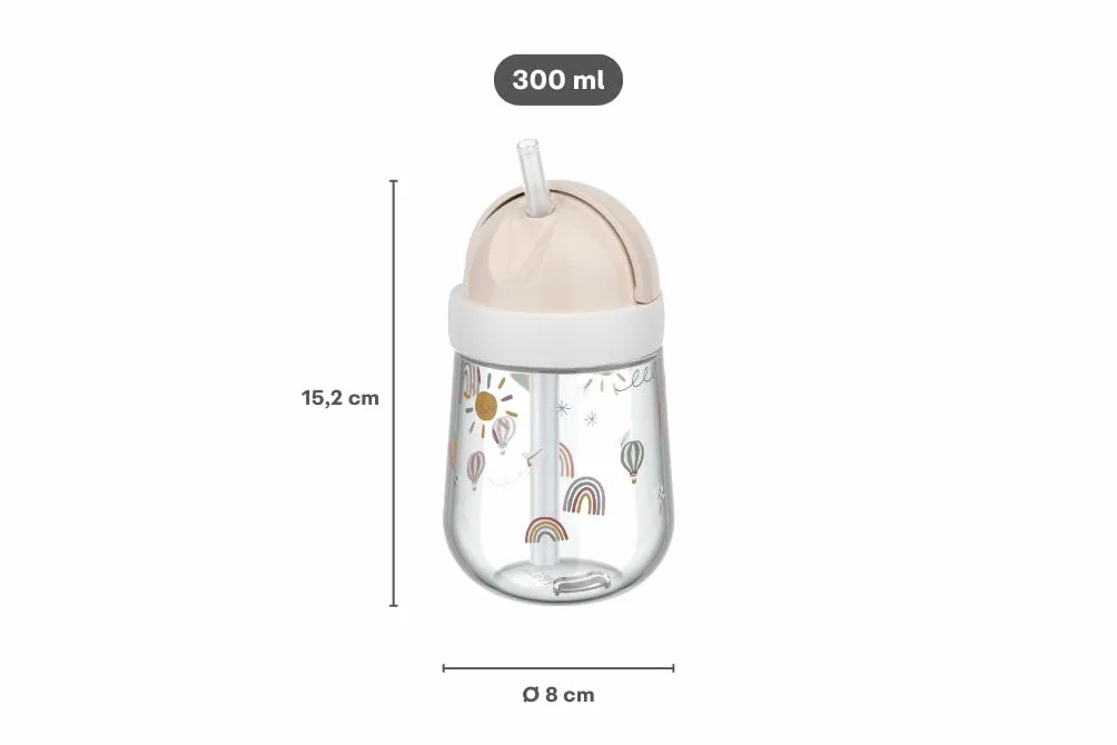Mepal, Kubek Ze Słomką Mio, Kubek dla Maluchów od 9 Miesięcy, Szczelna Butelka do Picia dla Małych Dzieci, Nadaje się do Mycia w Zmywarce, Nie Zawiera Bpa, 300 ml, Sunshine & Rainbow
