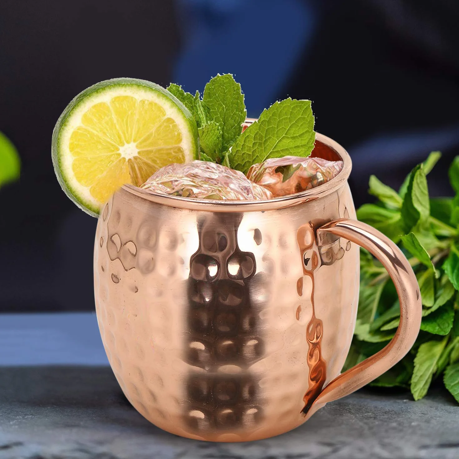 Zap Impex Moscow Mule kubek miedziany – zestaw 2 szt. – w 100% ręcznie wykonane, nadające się do kontaktu z żywnością kubki z czystej masywnej miedzianej beczki – 16 oz wysokiej jakości szkło