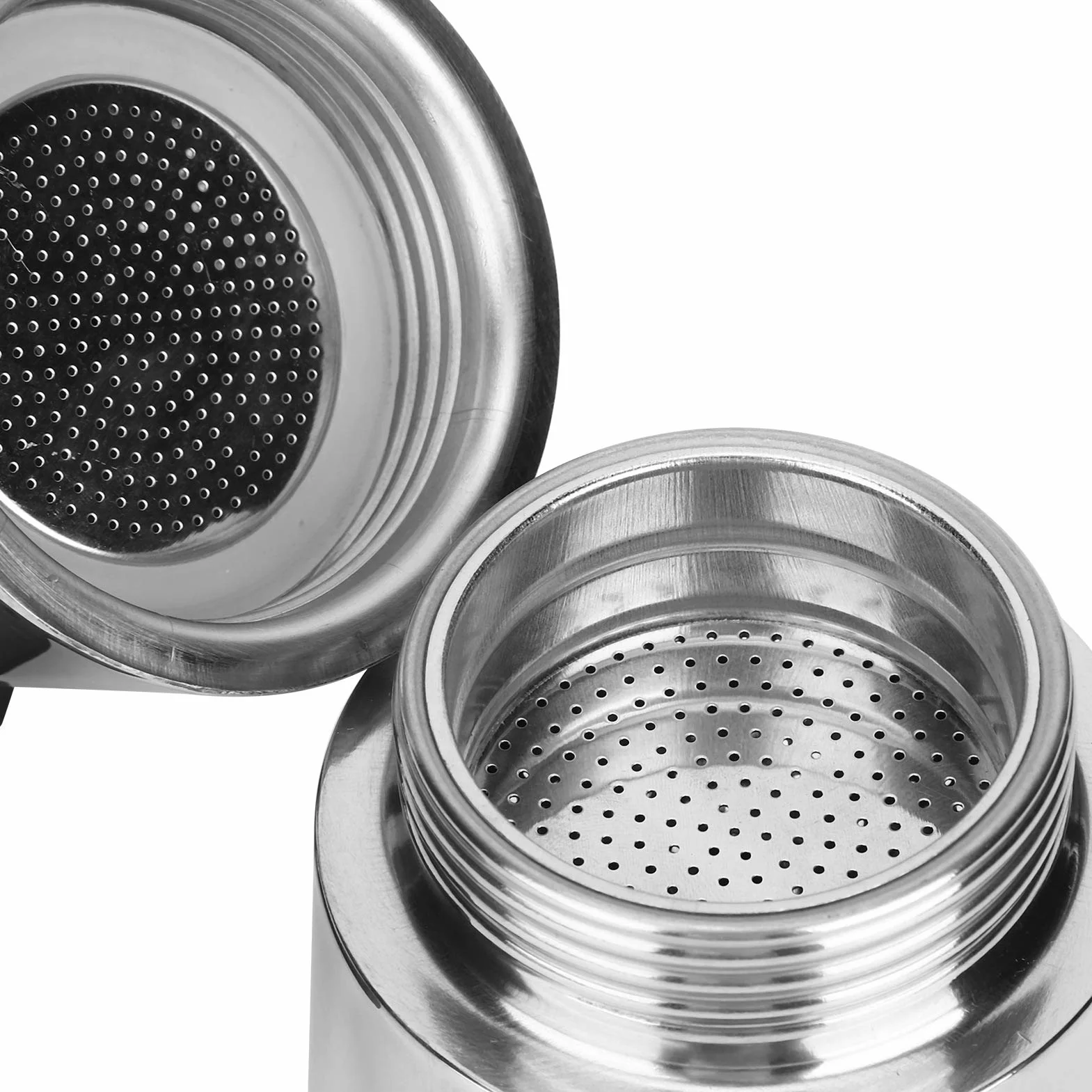Wakects Ekspres do kawy Moka, 4 filiżanki, stal nierdzewna, 200 ml, srebrny, kompatybilny z indukcją, nowoczesny, do podróży i domu