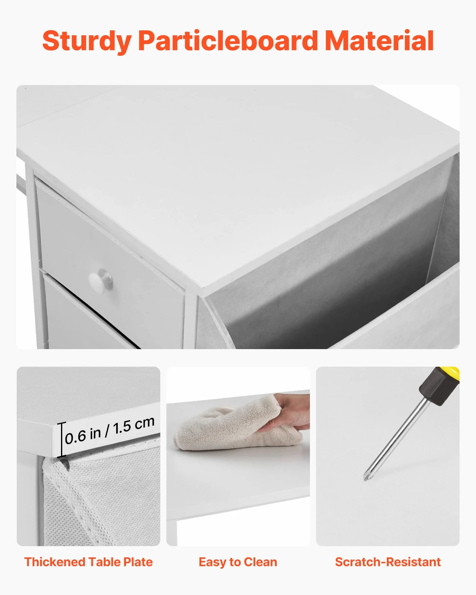 VEVOR Biurko komputerowe z szufladami z tkaniny, dwustronne 120 cm do nowoczesnego biura domowego sypialni, prosty nowoczesny stół PC z metalową ramą, biały
