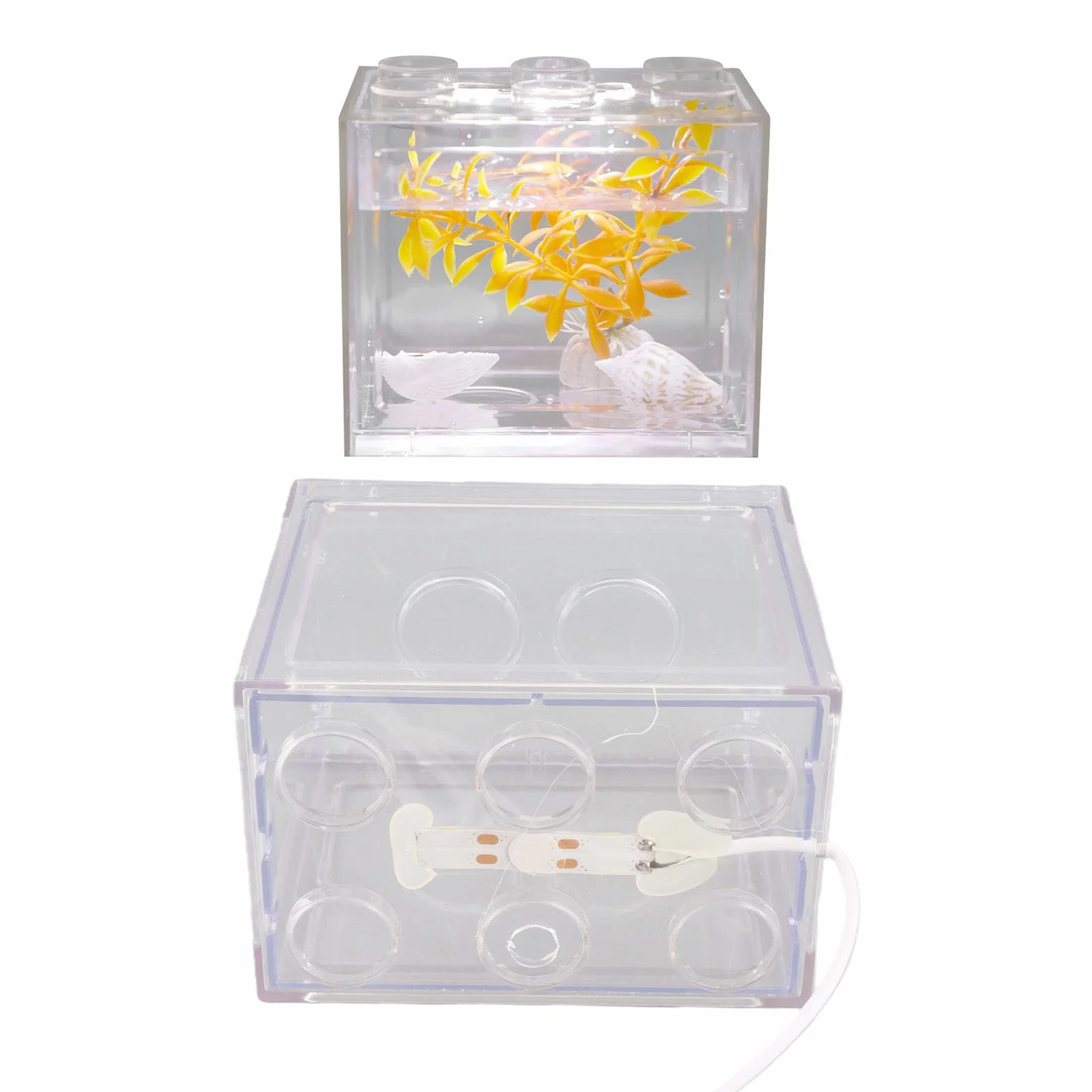 Akwarium Akwarium Akwarium Mini Akwarium Światło LED USB Akwarium Wystrój akwarium na pudełko Biurowy stolik do herbaty (przezroczysty)