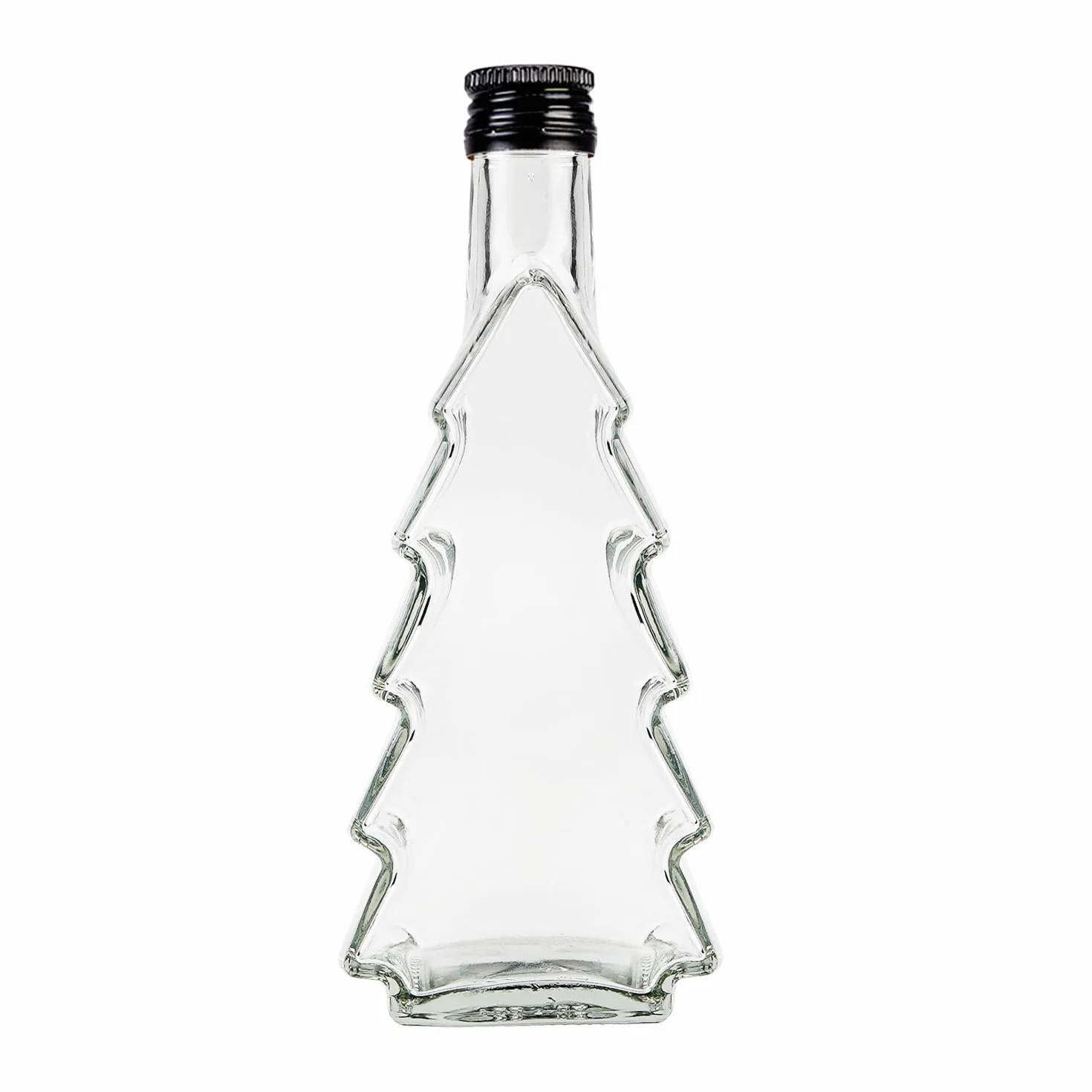 Szklane butelki choinkowe 250 ml – 5 sztuk – puste szklane butelki z korkiem do napełniania likierów, nalewek, syropów lub prezentów (drzewko bożonarodzeniowe 250 ml x 5 sztuk)