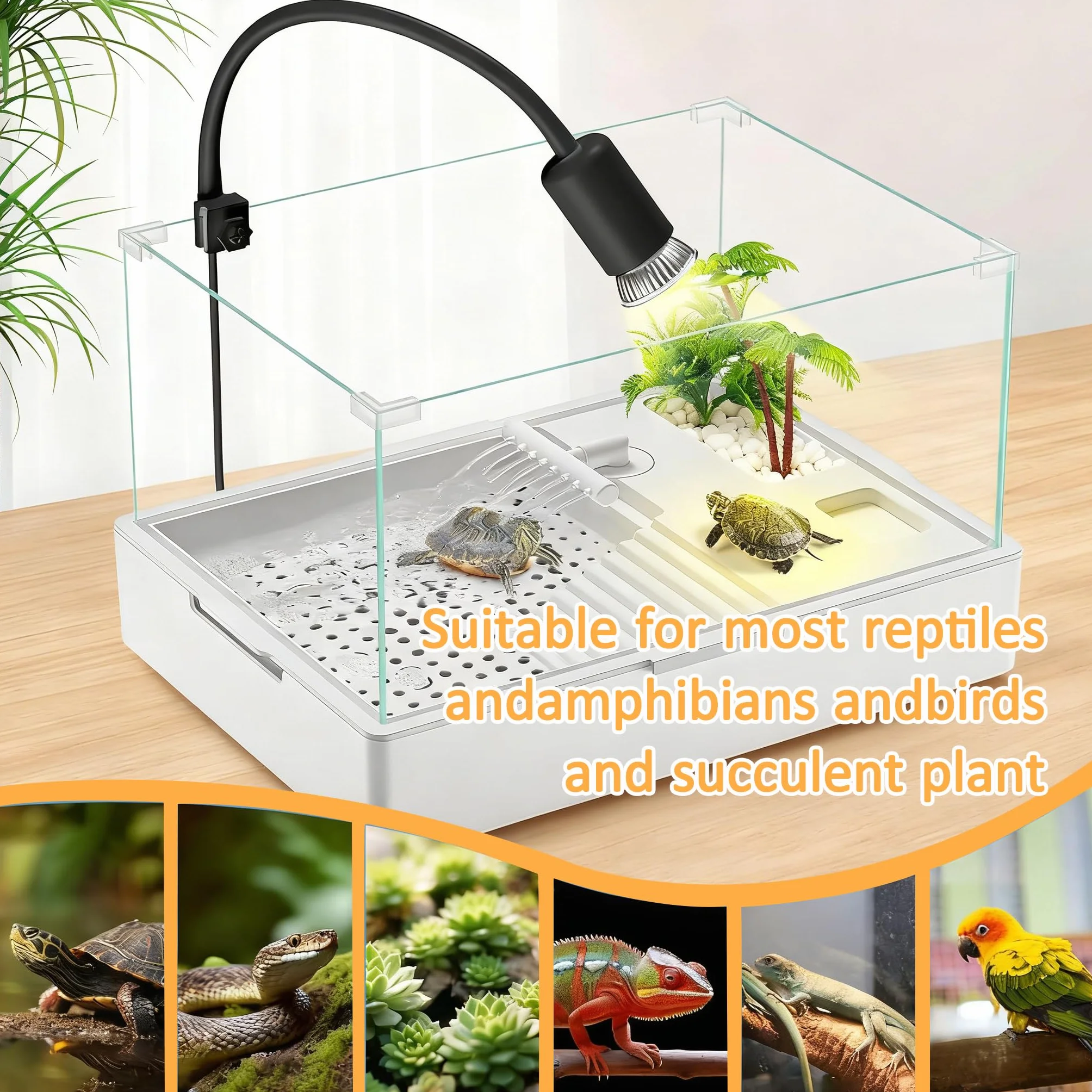 Lampa grzewcza do terrarium UVA UVB 25W+50W E27 dla żółwi, jaszczurek, gadów