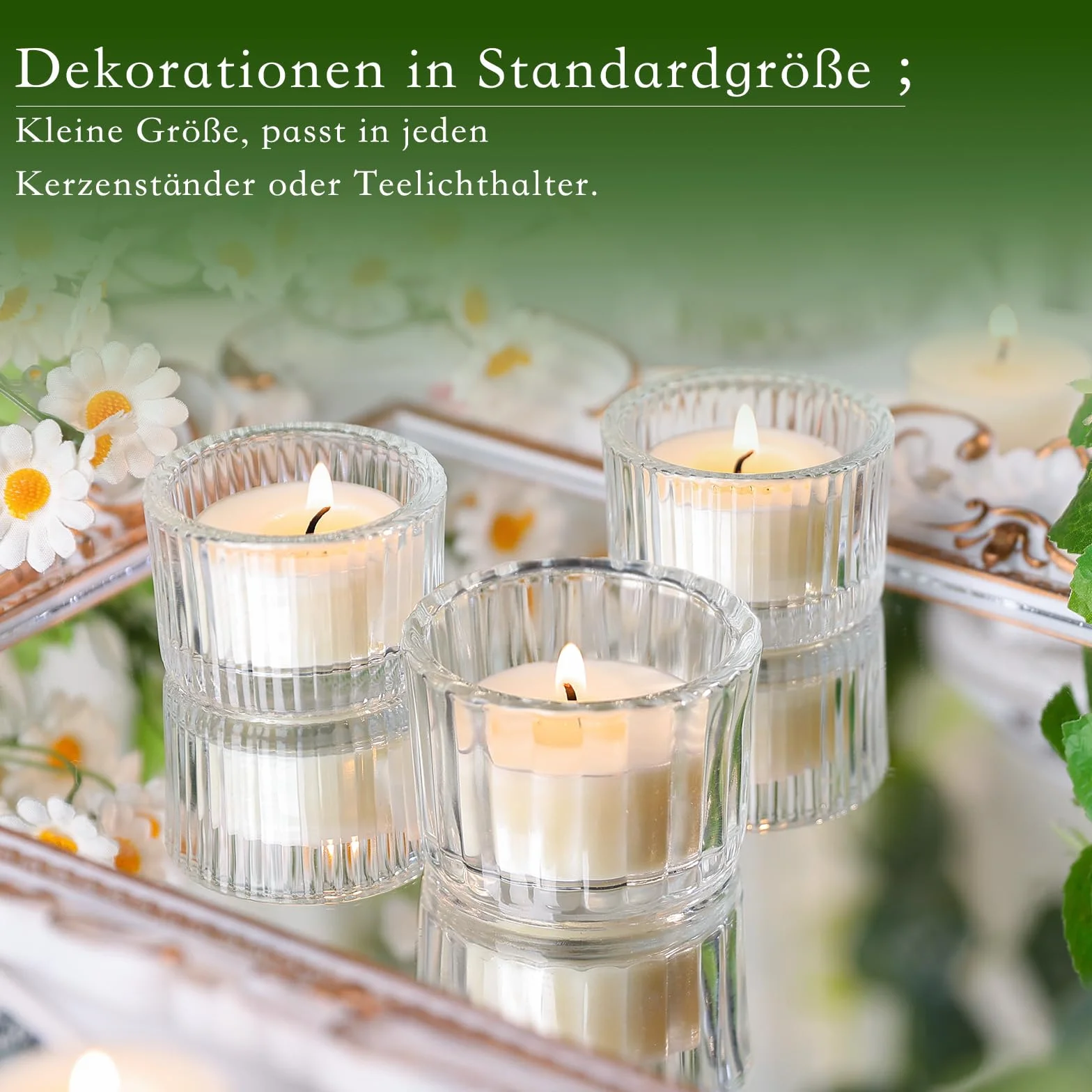 25 sztuk naturalnych, bezzapachowych świeczek typu tealight ze 100% wosku sojowego, czas palenia 6 godzin, bez parafiny, nietoksyczne, wegańskie, w przezroczystej filiżance