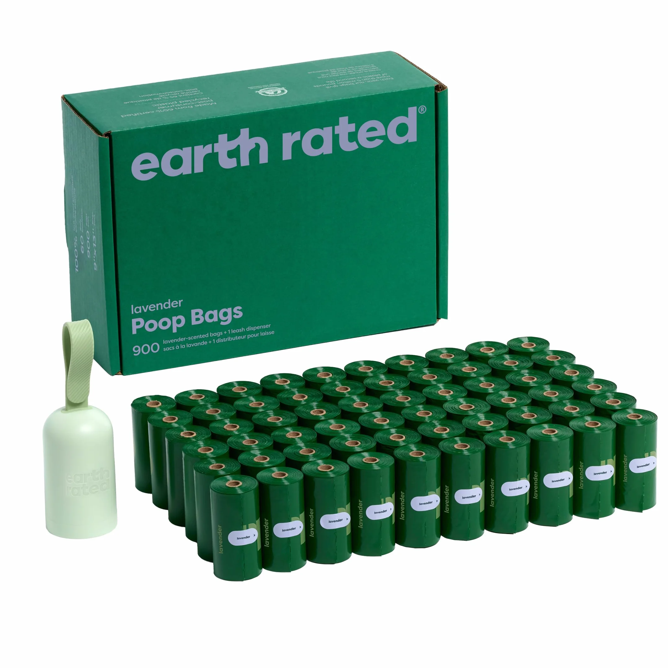Earth Rated Pojemnik na Woreczki na Psie Odchody, Zapach Lawendy, 1 Pojemnik i 900 Woreczków