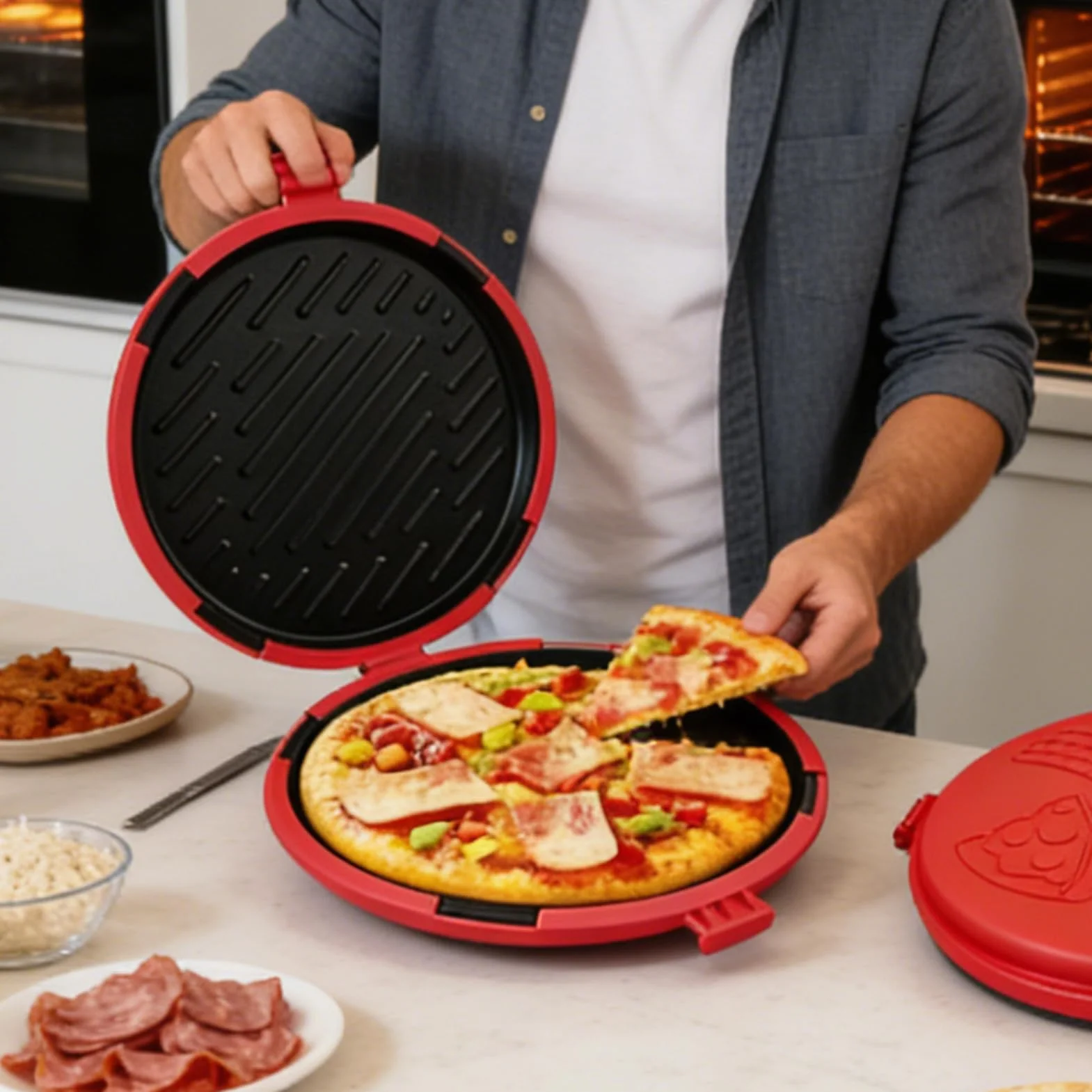 Patelnia grillowa do kuchenki mikrofalowej, płyta kuchenna, 1 szt., podstawa szybkiego nagrzewania do pizzy, taca z folią promienną, akcesoria do pieczenia, przybory przewodzące na śniadanie