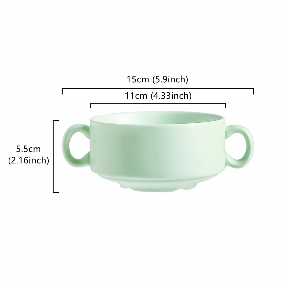 Ceramiczne miseczki na zupę, 300 ml, miska śniadaniowa z uchwytem, filiżanki do zupy, musli, mleka, deserów, płatków owsianych