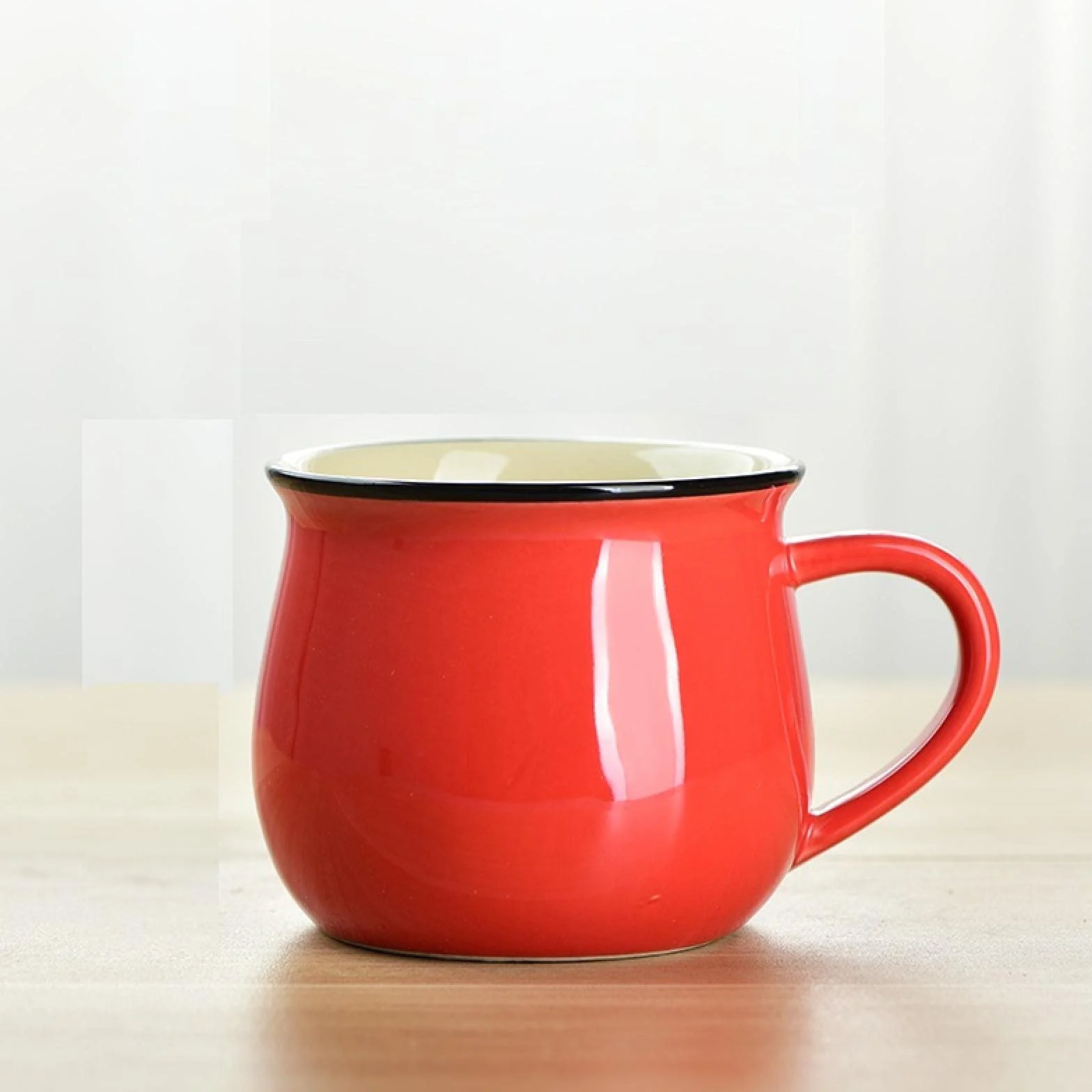 Filiżanki do kawy Śniadanie Kubki na mleko Ceramiczny kubek na wodę Big Belly 250ml-red