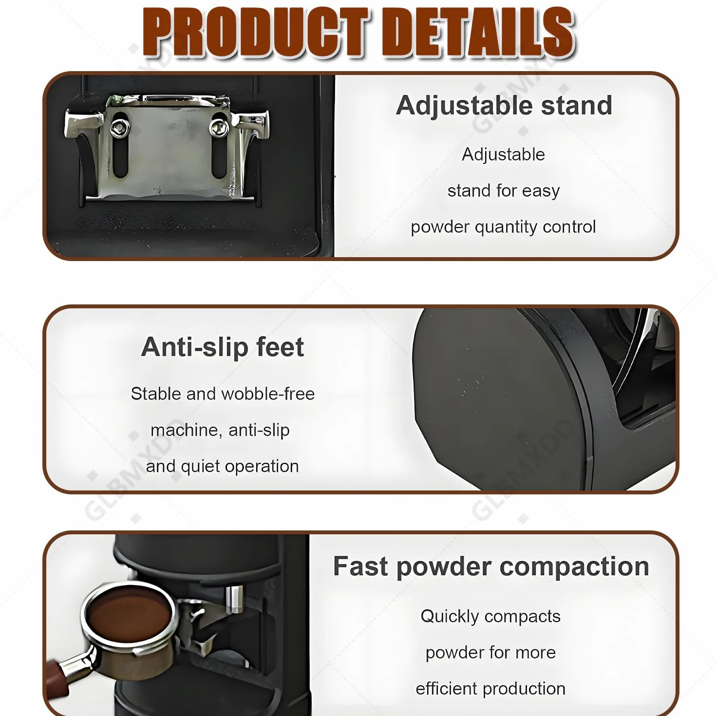 Ubijak do kawy 58 mm, automatyczna elektryczna prasa do kawy ziarnistej espresso, 1-3 cykle ubijania, ciśnienie 5-30 kg, do kawiarni i użytku domowego White-Flat