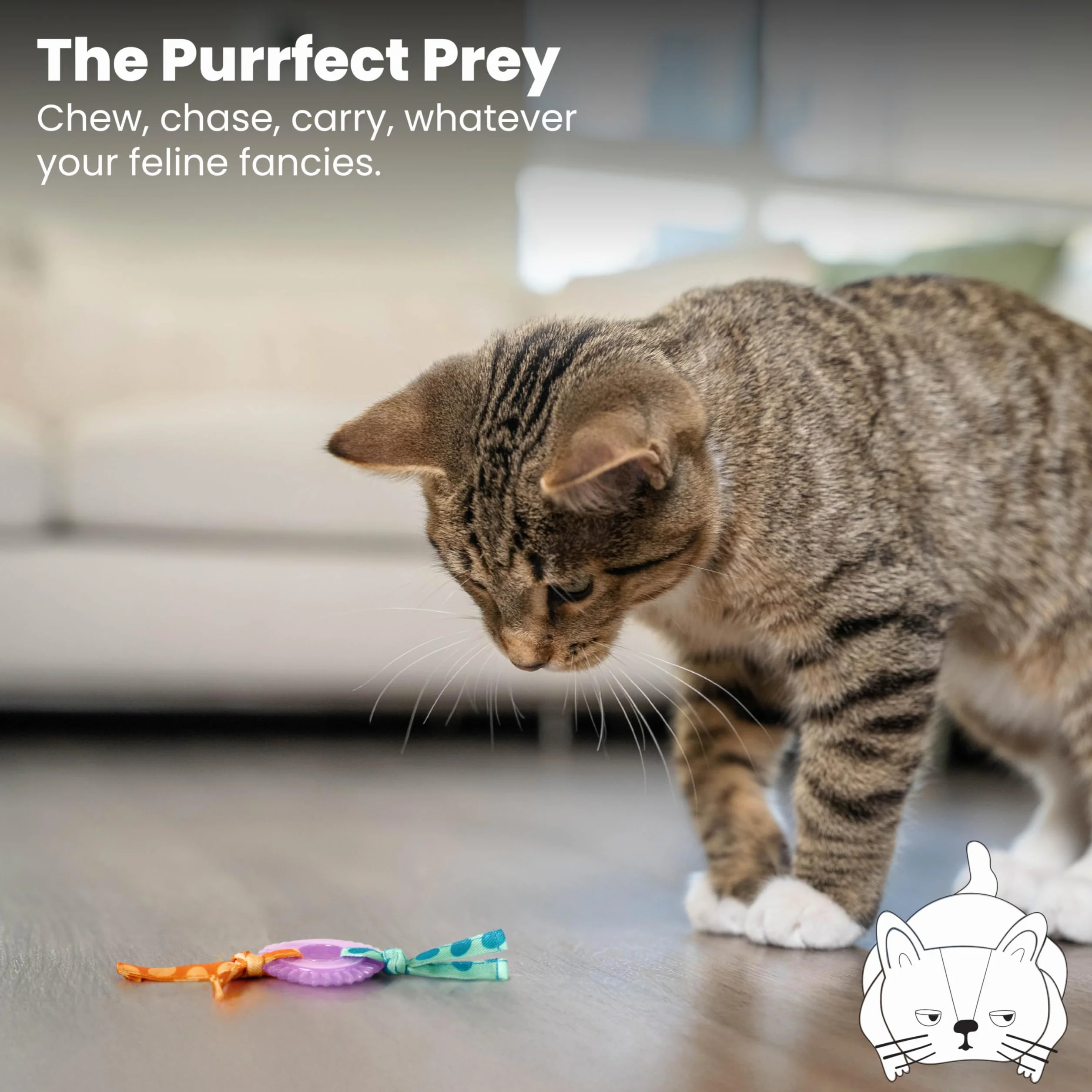 Petstages Dental Kitty Chew Wheel Zabawka dla kotów z kocimiętką wielobarwna