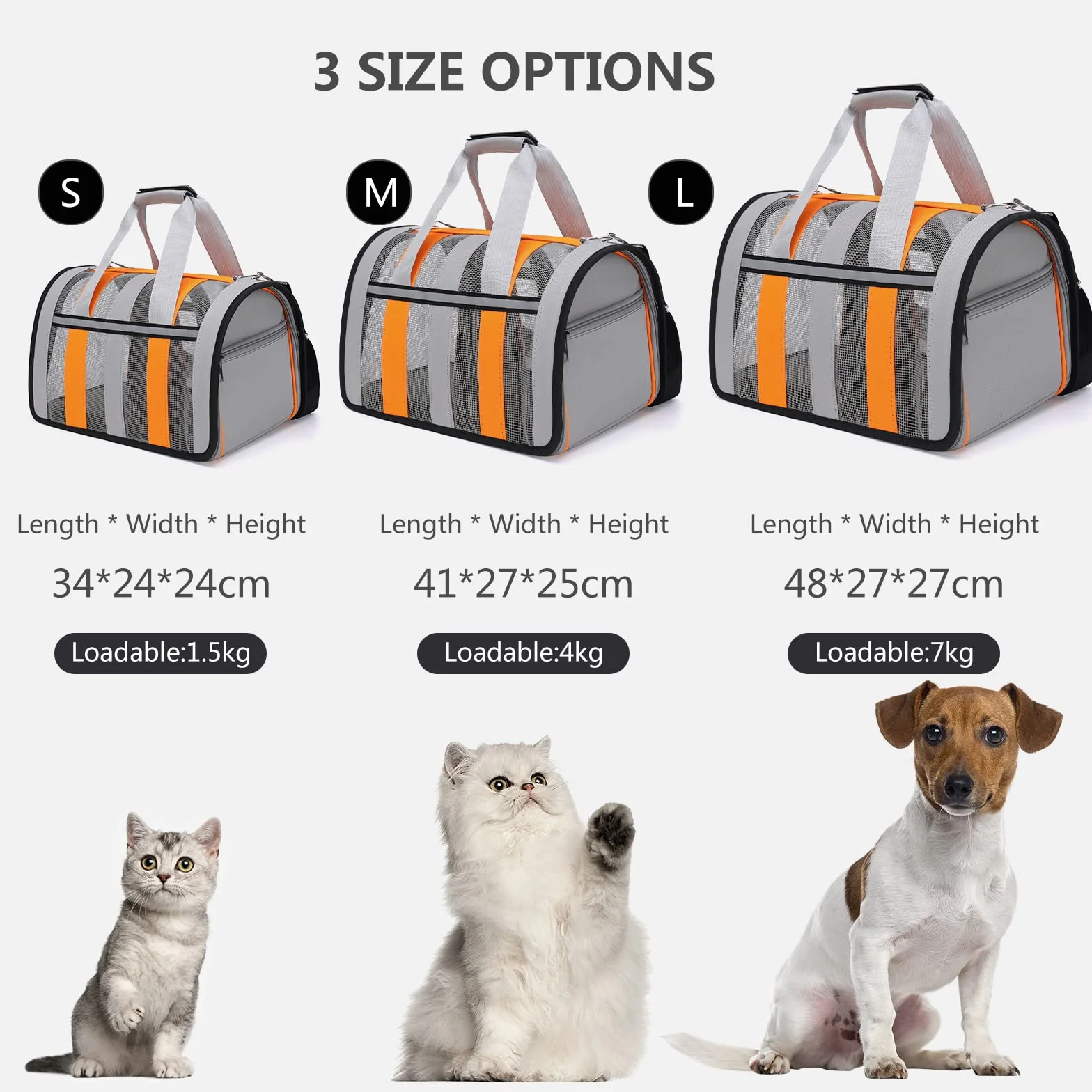 PETCUTE Oddychający transporter dla kota dla psa, składana torba transportowa dla zwierząt domowych z miękkim materacem i klamrą bezpieczeństwa, transporter dla kota z kieszeniami na samochód, samolot