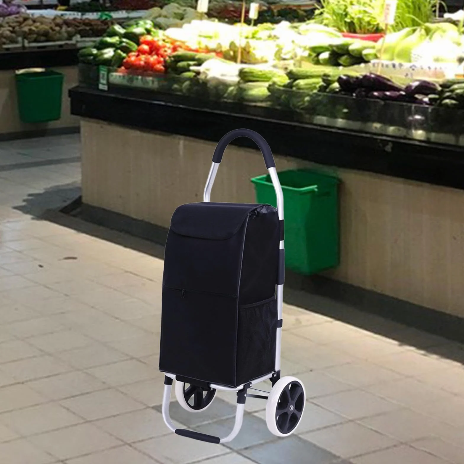 Przenośna torba na zakupy z tkaniny Oxford – składane rozwiązanie do przechowywania akcesoriów do wózka transportowego – trwała torba zastępcza (czarna)