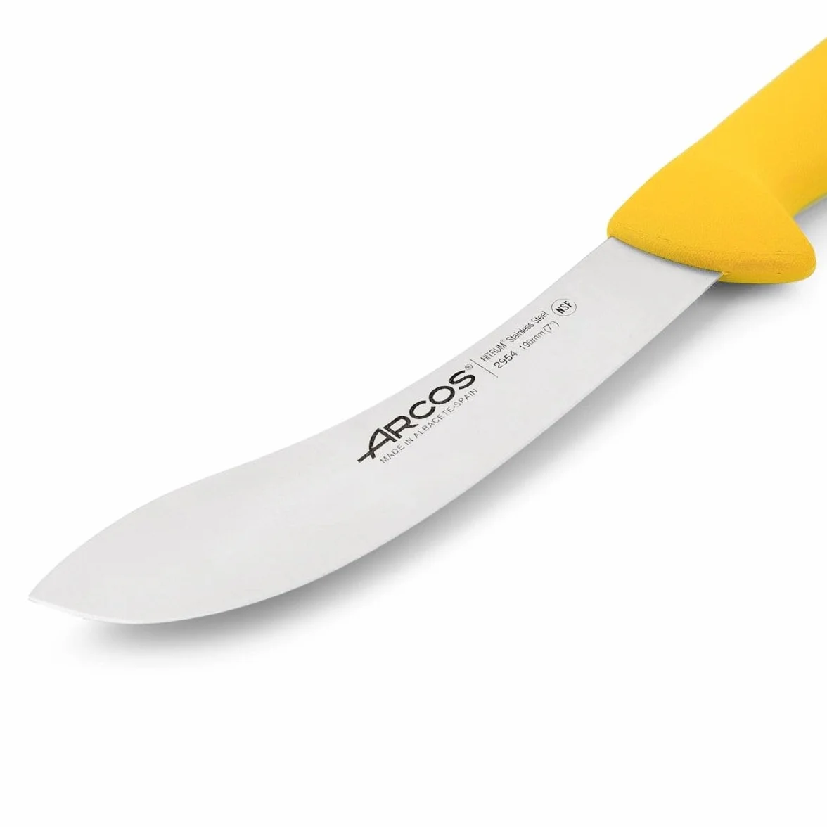 Arcos 295400 seria 2900 skórka nóż nóż nitrm 190 mm (7,48 cala) - uchwyt polipropylenowy żółty kolor, stal nierdzewna 18/8