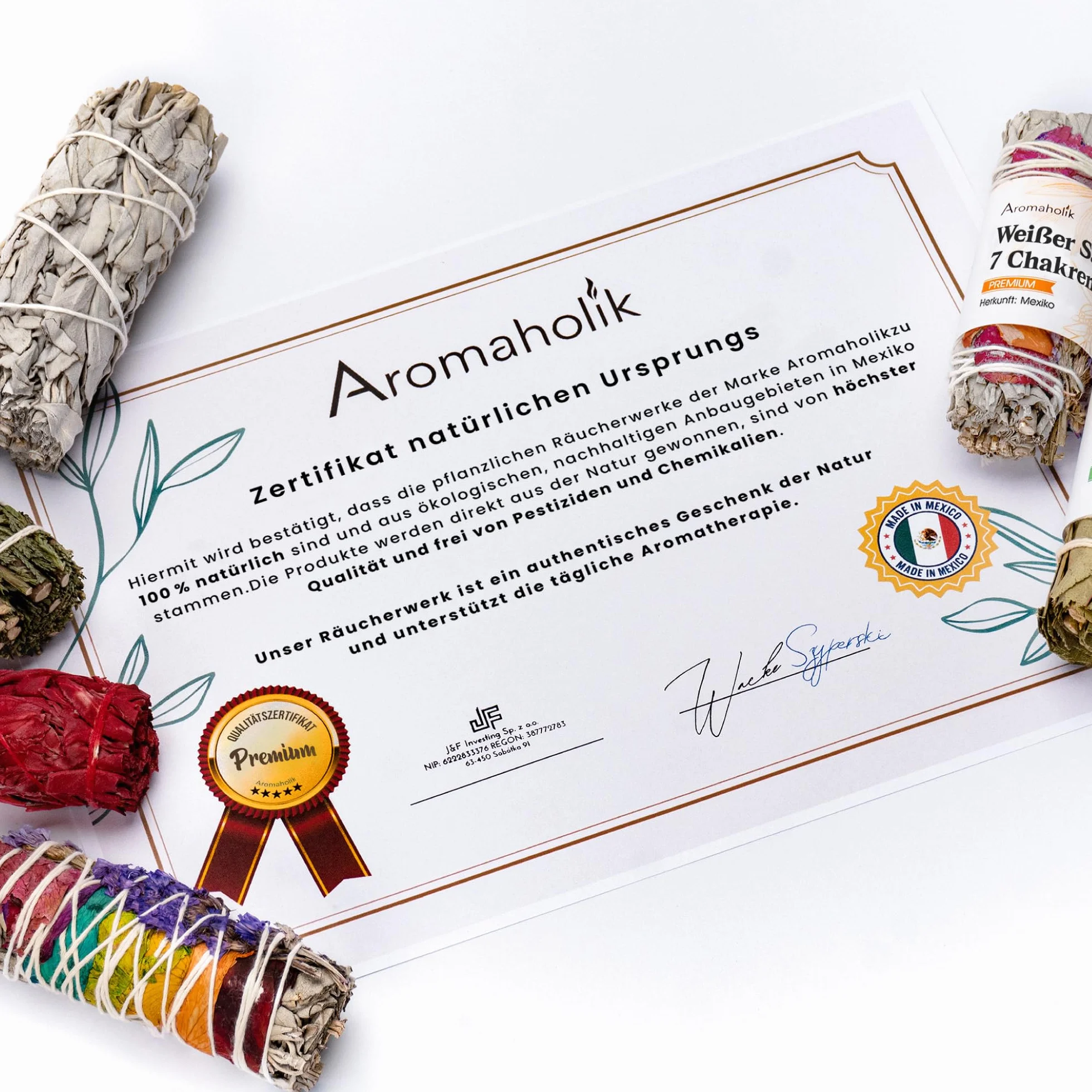 Weißer Salbei zum Räuchern 11 cm – Sage Smudge Stick für Meditation & Rituale, White Sage – Aromaholik