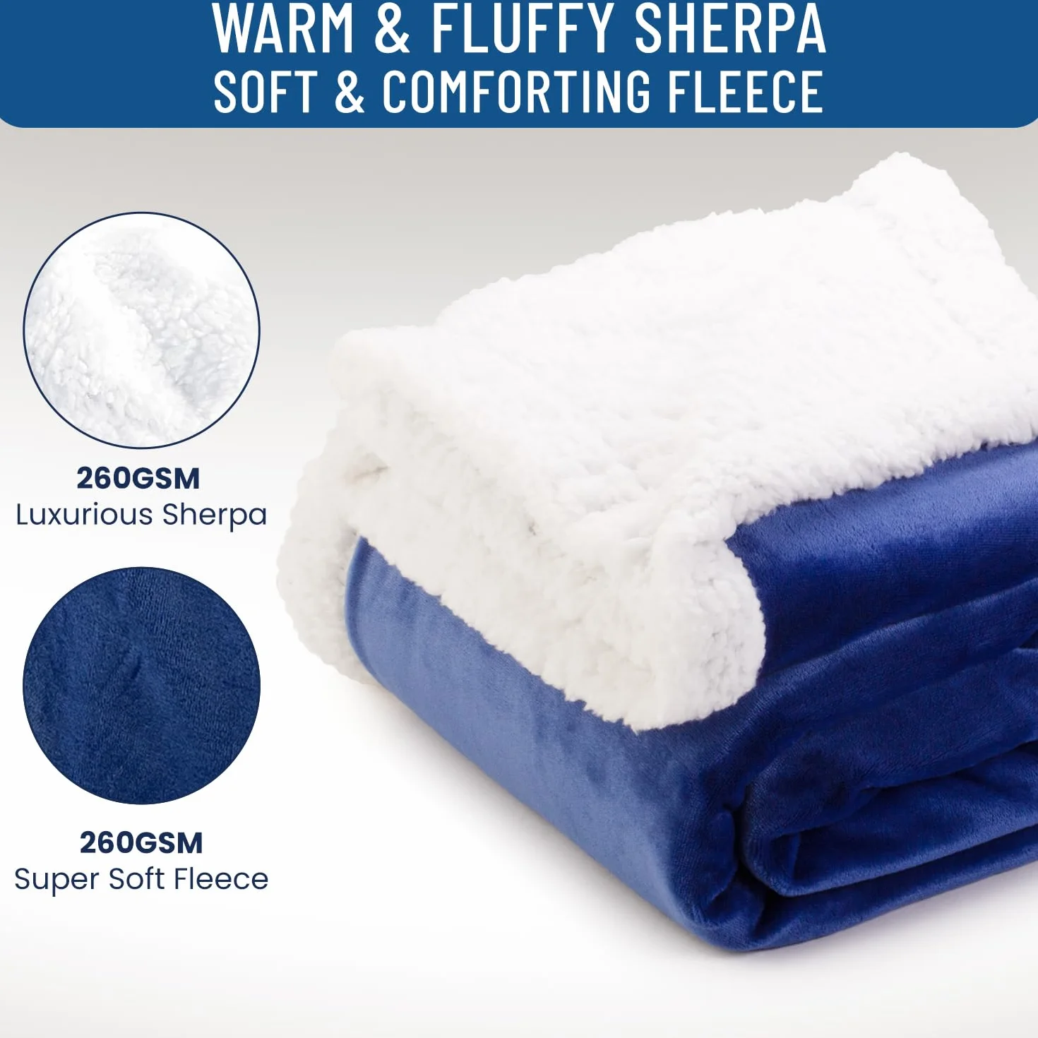 Everlasting Comfort Plush Sherpa Fleece Blanket - Dual Sided, Reversible Sherpa Throw Blanket - Warm, Comfy, Ultra Soft Throw Blanket