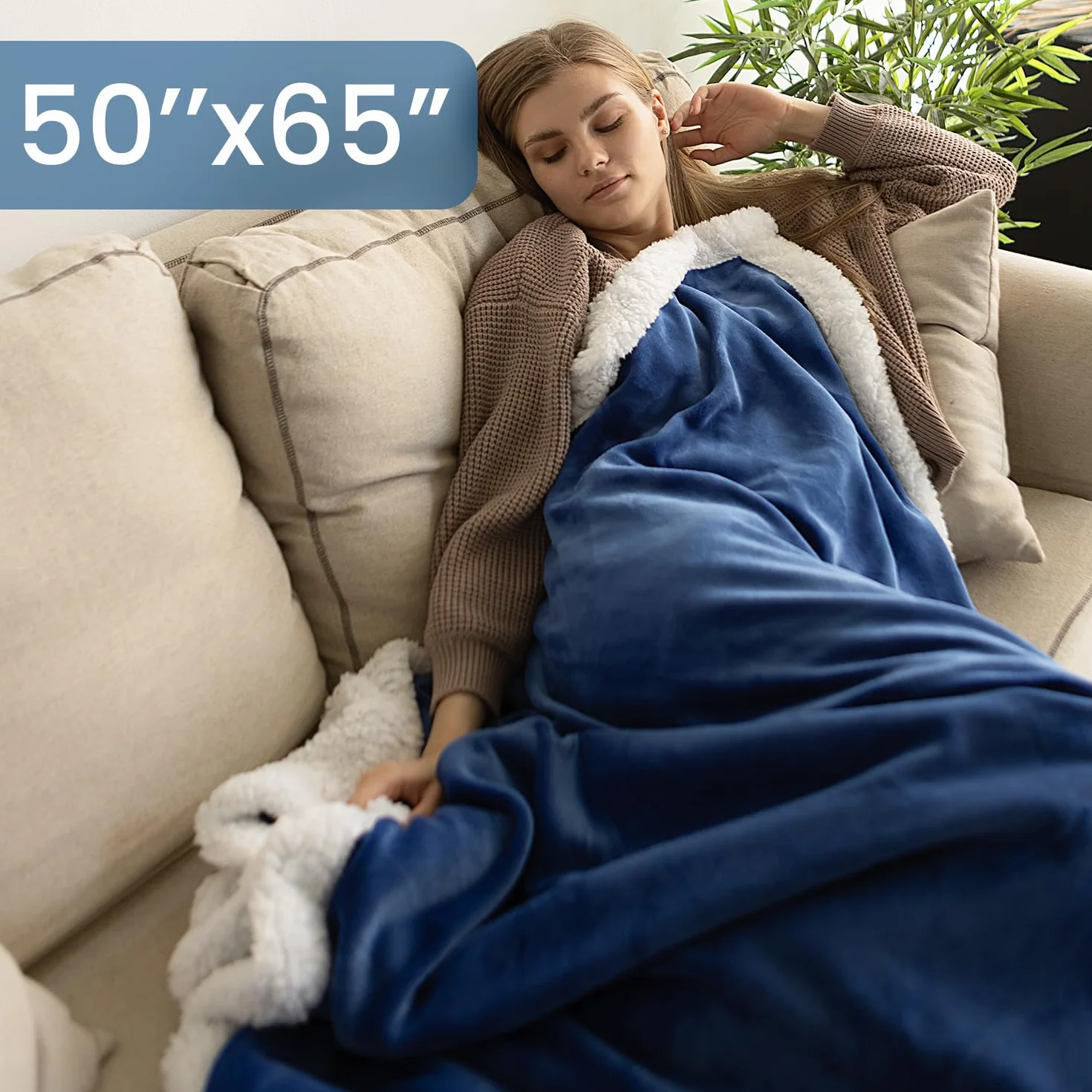 Everlasting Comfort Plush Sherpa Fleece Blanket - Dual Sided, Reversible Sherpa Throw Blanket - Warm, Comfy, Ultra Soft Throw Blanket