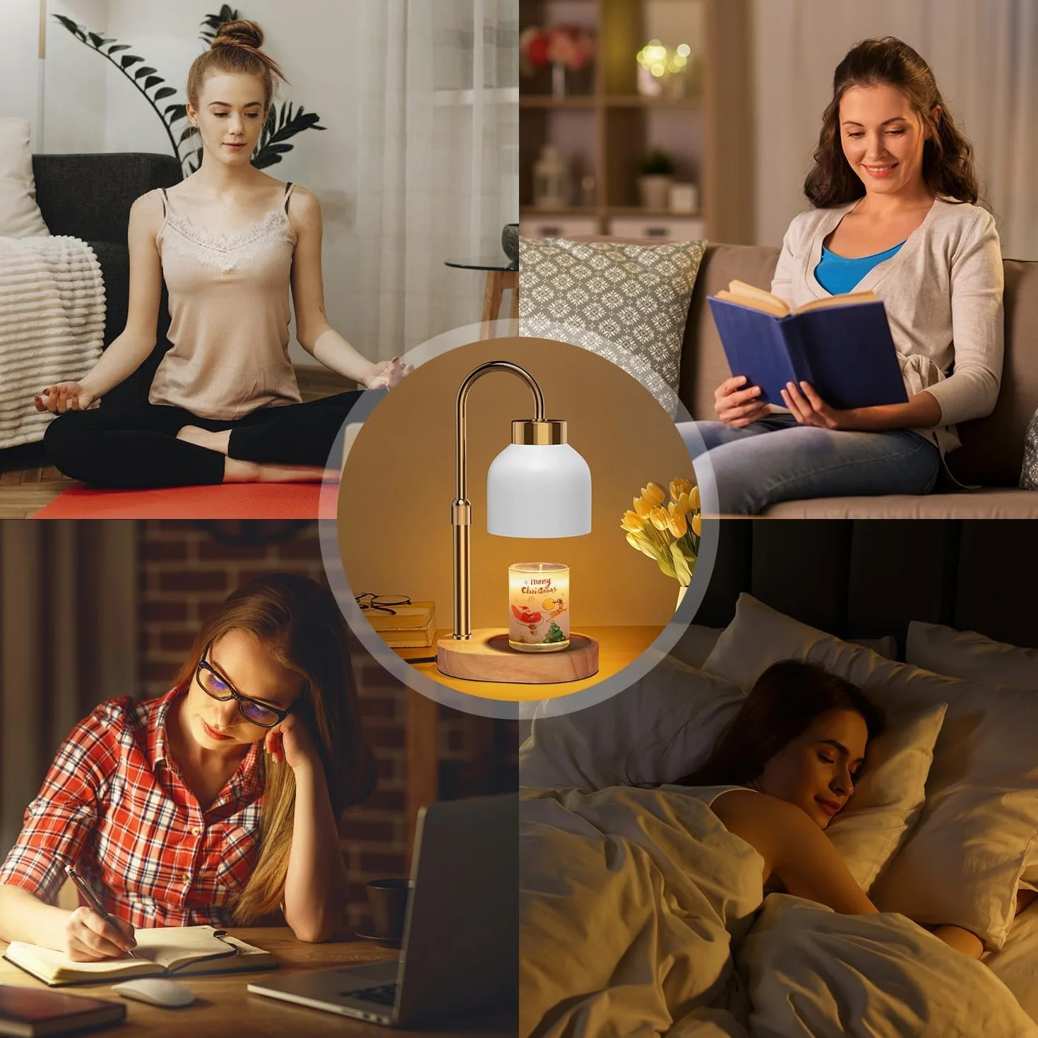 seenlast Lampa podgrzewająca świeca, lampa do świec z timerem i ściemniaczem, elektryczna lampa rozgrzewająca, świeca zapachowa w stylu vintage, do dekoracji domu sypialni