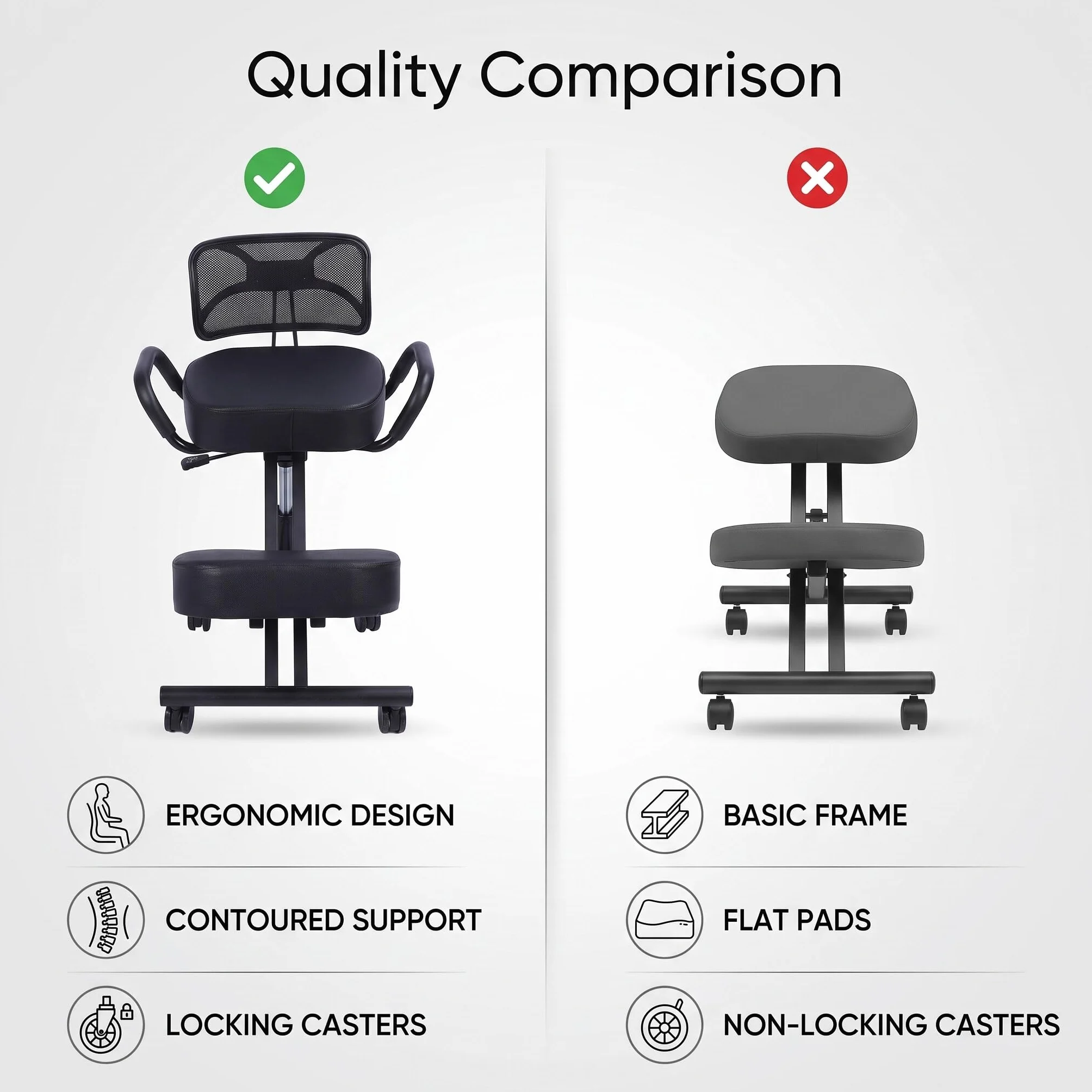 Krzesło Klęczące, Ergonomiczne Krzesło Klęczące, Regulowane Krzesło Poprawiające Postawę z Kółkami i Podparciem Pleców, Ergonomiczne Krzesło do Biur Domowych Sala Konferencyjna