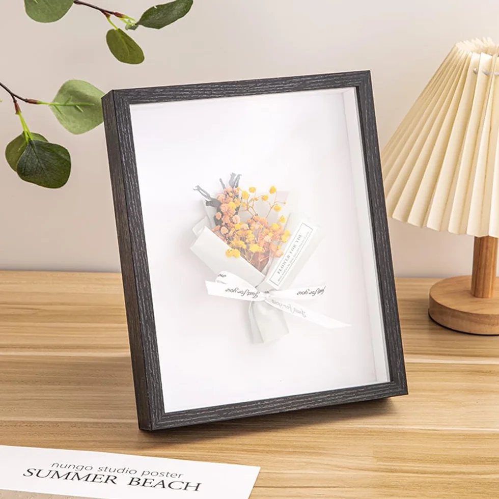 Ramka 3D do napełniania, A4, 20 x 29 cm, głębokość 3 cm, ramka 3D do napełniania, czarna z przezroczystą płytą akrylową do zdjęć, kwiatów, medali, muszli, pamiątek, rzemiosła artystycznego