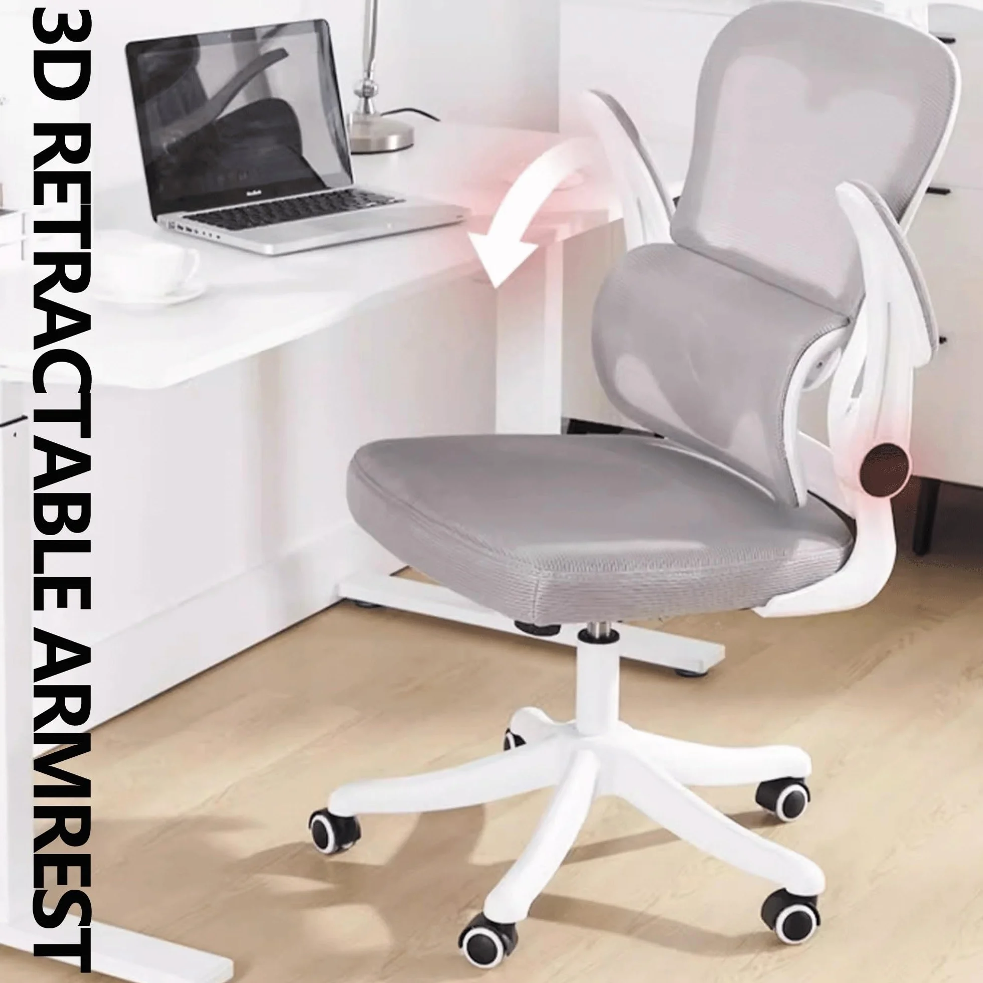 Ergonomiczne krzesło biurowe dla graczy z regulowanym zagłówkiem 3D, oparcie z siatki, zdejmowany wieszak na ubrania, obrotowy pochylenie, idealny do pracy studyjnej i biura kierowniczego, czarny