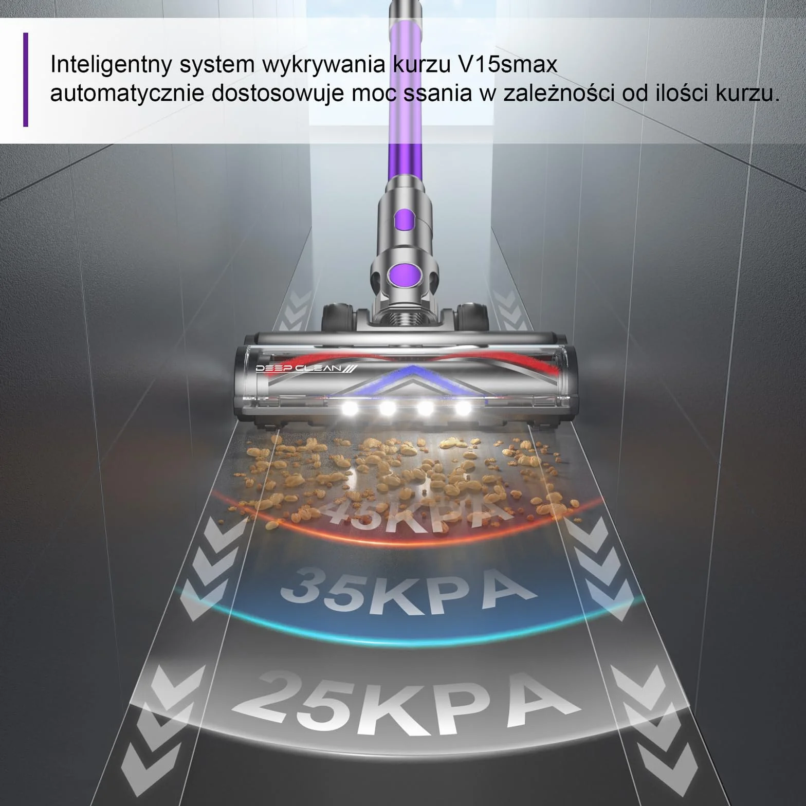 Vistefly V15S Max Odkurzacz Akumulatorowy 580W, 45KPa, Bezprzewodowy Odkurzacz 8 w 1, Ekran Dotykowy LED, Czas Pracy 60 Minut, Automatyczne Wykrywanie Kurzu, do Sierści Zwierząt, Podłóg i Dywanów