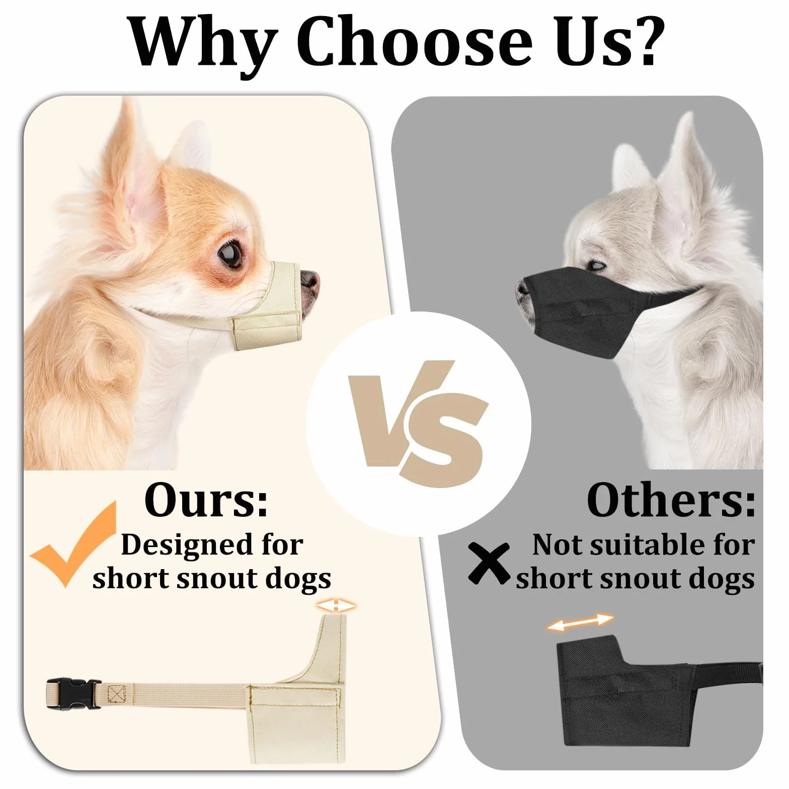 Kaganiec z krótkim pyskiem Mayerzon dla Chihuahua, Shih Tzu, boksera - miękka tkanina do pielęgnacji