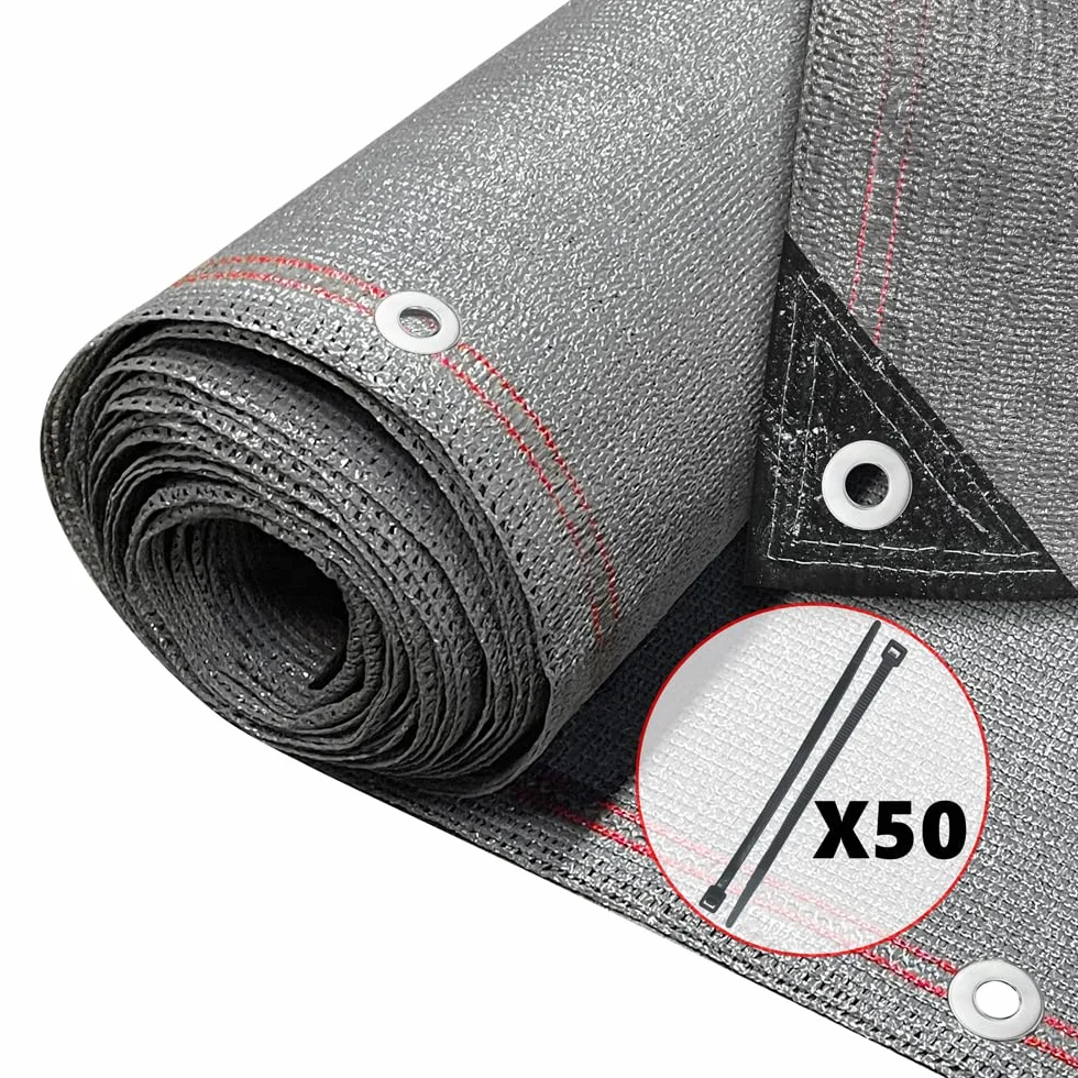 VOUNOT Siatka maskująca 1 x 10 m, siatka zacieniająca HDPE, 230 g/m², 95% zacienienia, odporna na promieniowanie UV, odporna na rozdarcie, ogrodzenie z otworami i opaskami kablowymi, szara