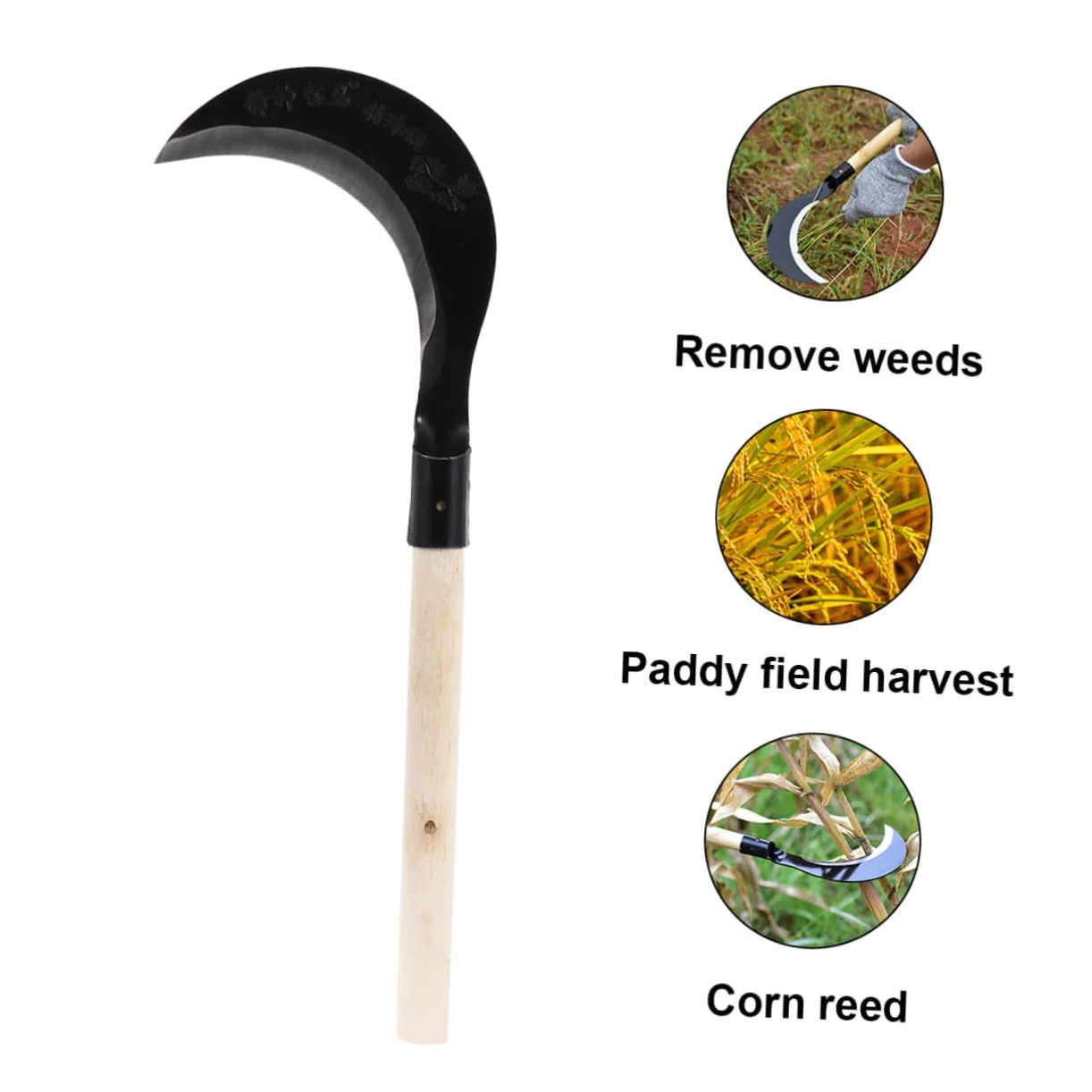DIXII Kosa ręczna sierp ręczny trzcina cukrowa pielenie ze stali manganowej sierp trawy ogrodnictwo sierp trawy (kolor: różne kolory x 2 szt., rozmiar: 50 x 17 cm x 3 szt.)