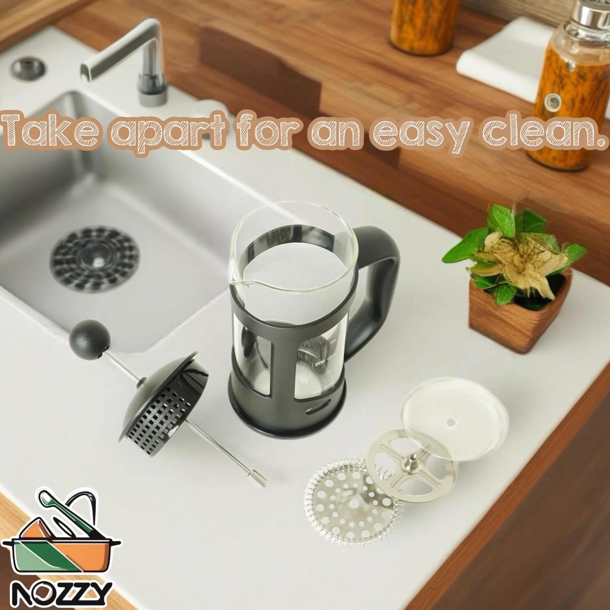 Nozzy French Press, mały ekspres do kawy 350 ml
