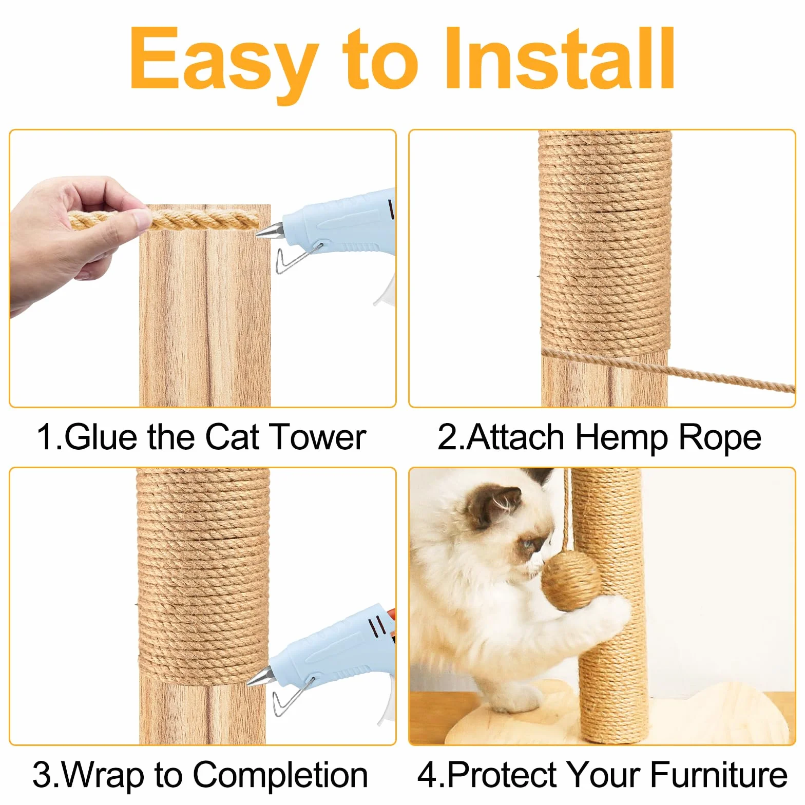 Magrimaxio Jute Rope, Natural Sisal Rope 6 mm X 50m, Cat Scratching Rope for Garden Decoration, Jute Rope Repair Replace Cat Scratching Post, Cat Toy Rope, Cat Tree Rope, Cat Toy Rope, Cat Tree Rope