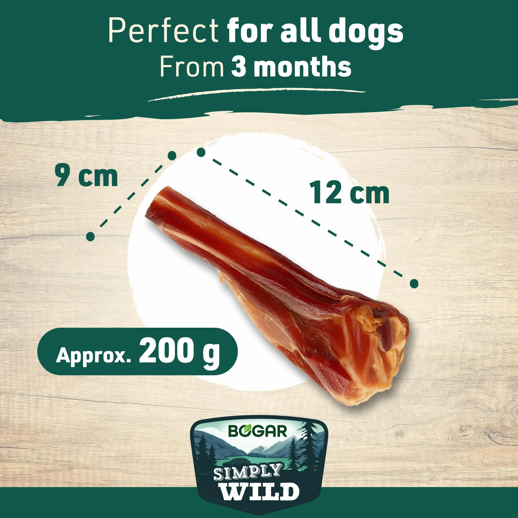 Bogar Simply Wild Przekąski dla psów Suszona wieprzowina Kości do żucia x3