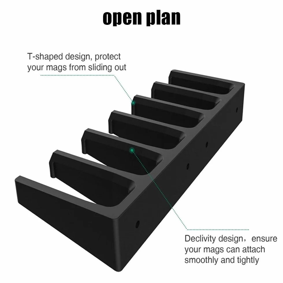 MiOYOOW PMAG Rack Wall Mount, AR Mag Holder, 6-Slot Mag Storage Rack uchwyt ścienny magnetyczny uchwyt na czasopisma na polowanie AR-15
