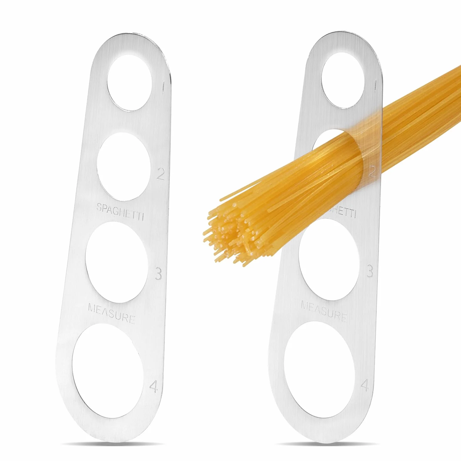 Miernik do spaghetti, stal nierdzewna, miarka do spaghetti, z 4 otworami pomiarowymi, pomoc kuchenna, 2 sztuki