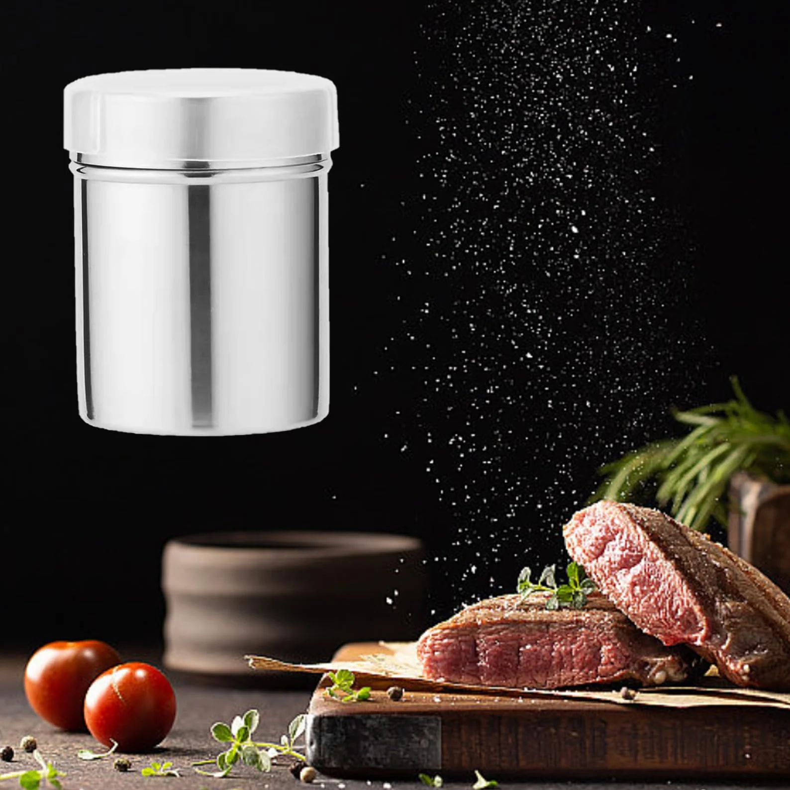 Solniczka ze stali nierdzewnej, do cappuccino, do zraszania grilla, shakera, cukru pudru, kakao, matchy, butelki, cylinder