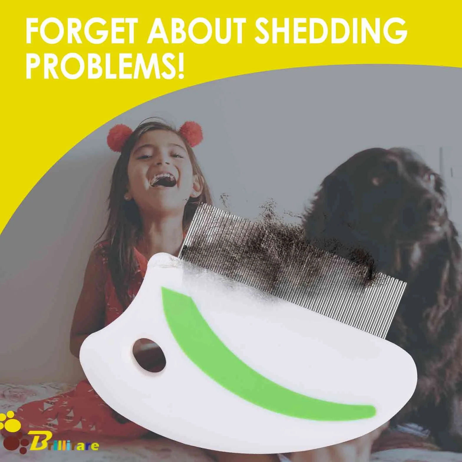 Flea Lice Comb Stainless Steel Dog Cat Grooming Comb Rounded Teeth Pet Tear Stain Remover Dematting Tool
