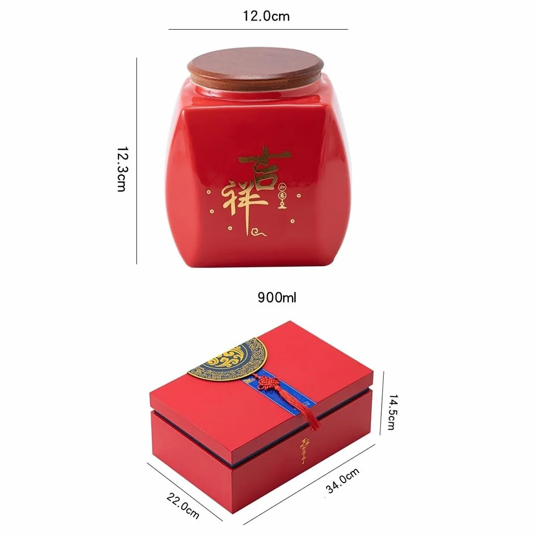 HLTYGWX Kanistry kuchenne Pojemnik do przechowywania herbaty luzem Słoik Ceramiczny szczelnie zamknię słoik Słoik do przechowywania przypraw kuchennych Retro Teaware Podwójny słoik Zestaw pudełek