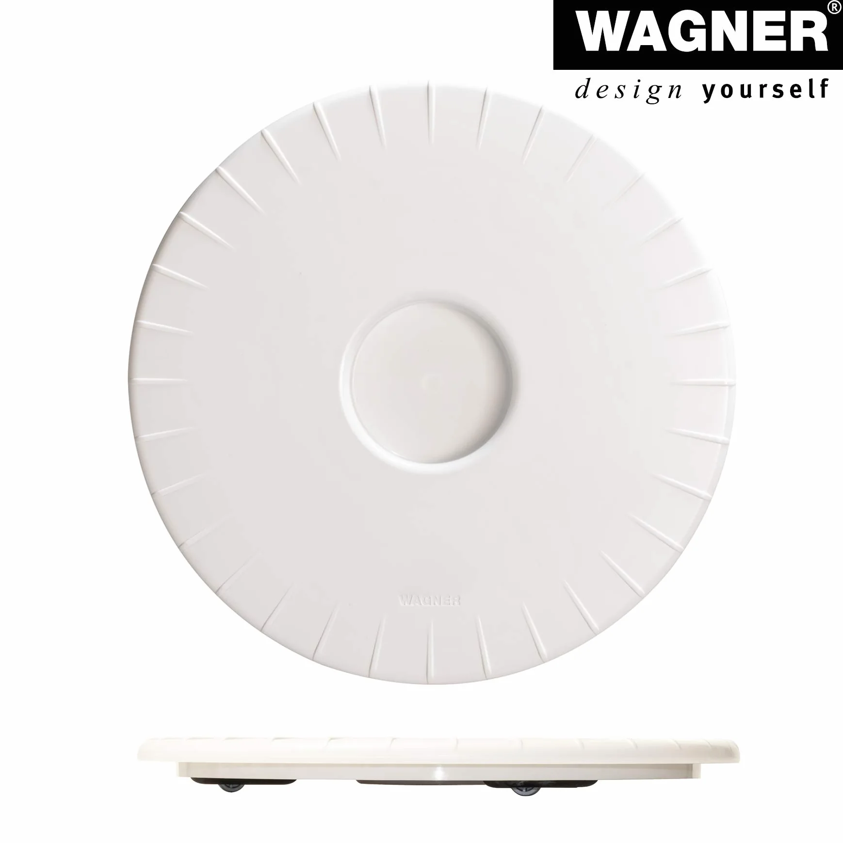 Wagner Ultra FLAT 20045101 wałek do roślin o średnicy 30 x 3 cm, do użytku wewnątrz z lekkimi łożyskami kulkowymi, wyjątkowo płaski wałek z tworzywa sztucznego ABS, biały, wodoodporny, nośność 100 kg