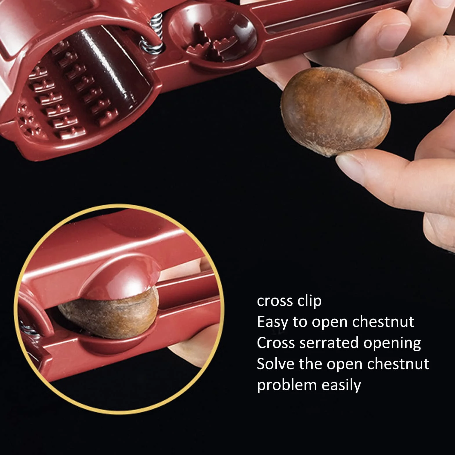 Protable Dziadek do Orzechów Klip Kasztanowy, Aluminium Red Chestnut Cutter Tool Otwieracz do Orzechów Pistacjowych Orzechów Macadamia Wielofunkcyjny Dziadek Do Orzechów