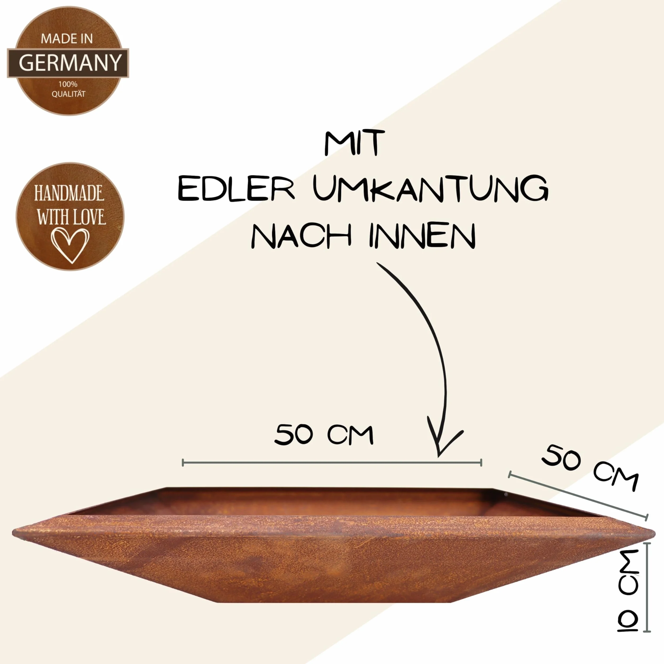 Rostikal | Pflanzsäule Pusteblumen | Gartensäule aus Metall | 1,15 m hoch | mit Schale eckig 50 x 50 cm