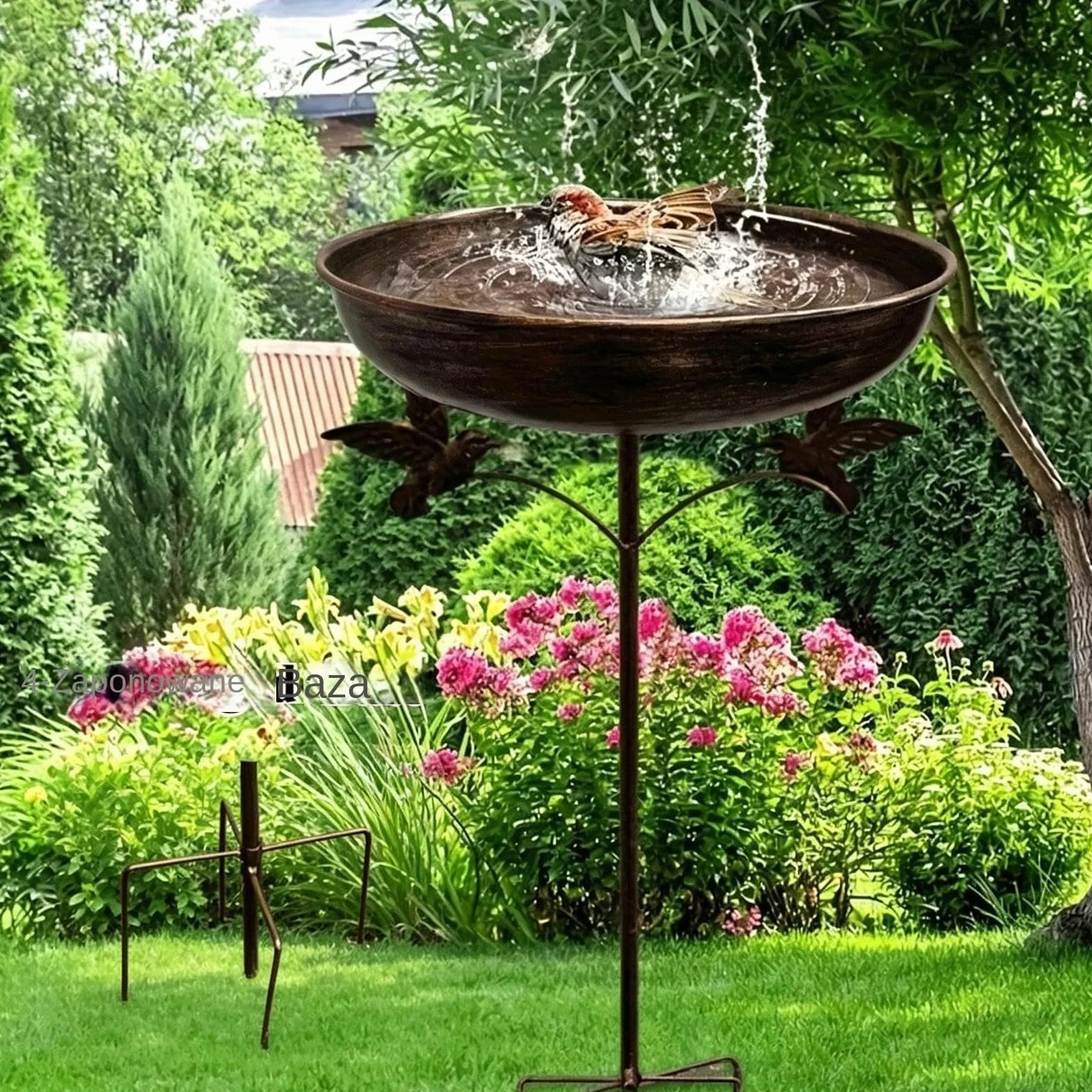 Bird Bath Nectar Station - Outdoor Sipper for Gardeners Homeowners Nature Lovers Backyard Patio Deck Courtyard Lawn Front Yard Park | Ceramic Resin Basin Perch Flower Leaf Design Water Feed Function