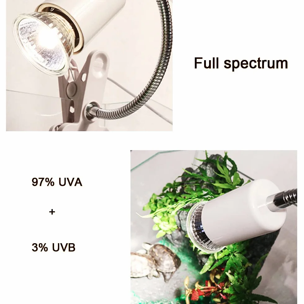 NEWFUN Lampa grzewcza dla gadów żółwi E27 25W 220V UVA UVB pełne spektrum ściemniana